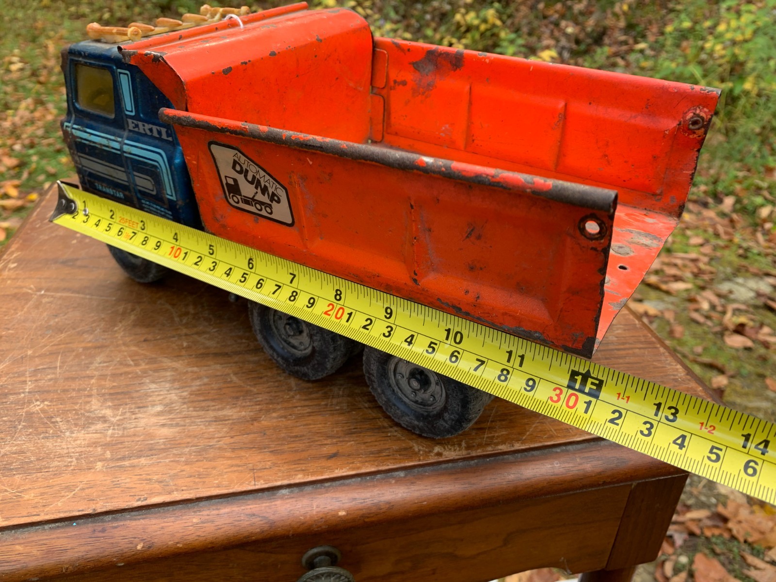 VINTAGE ERTL TRANSTAR BLUE CAB AUTOMATIC DUMP TRUCK ORANGE