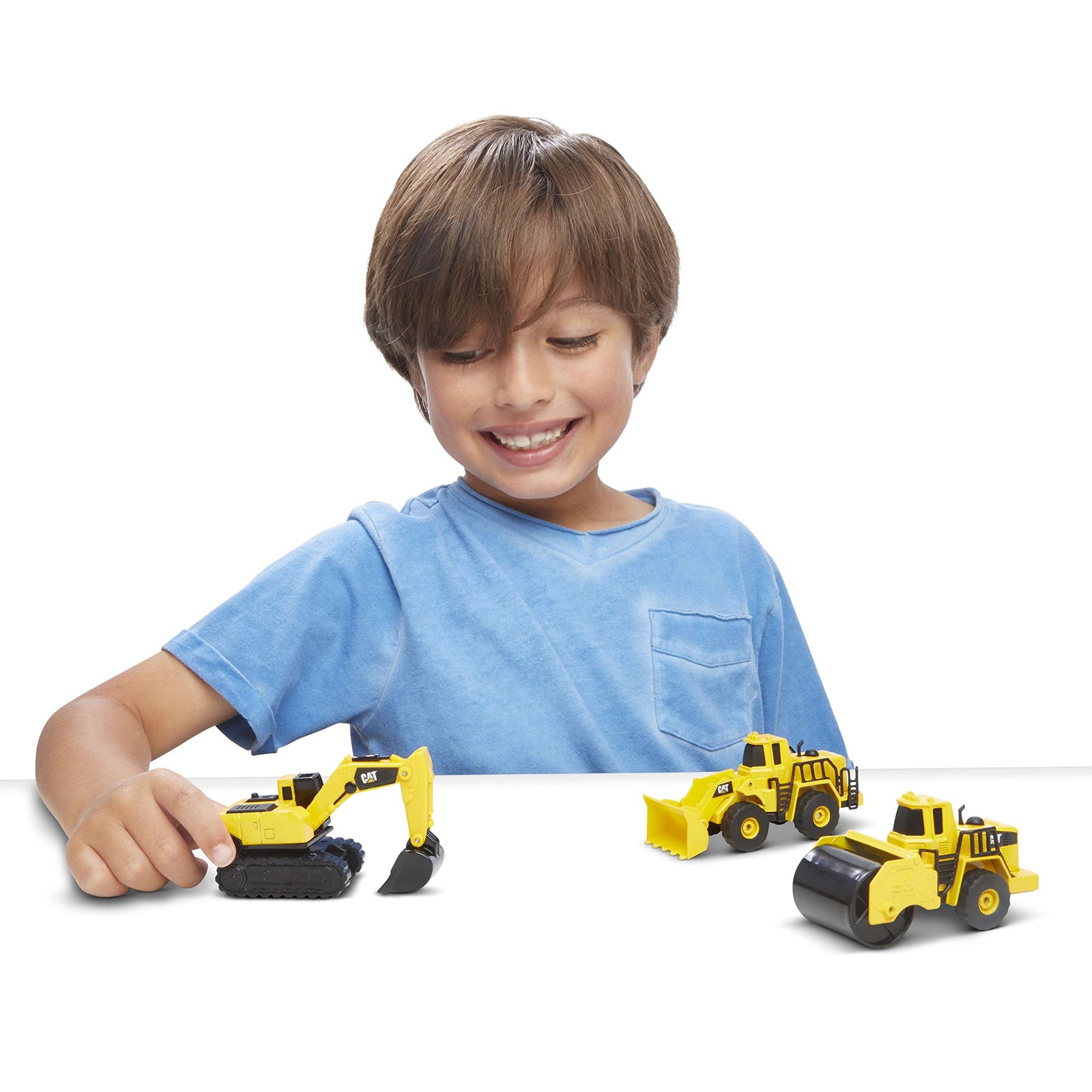 CAT Die Cast Metal Toy Vehicle Set Excavator Wheel Loader Steam Roller 3 Pack