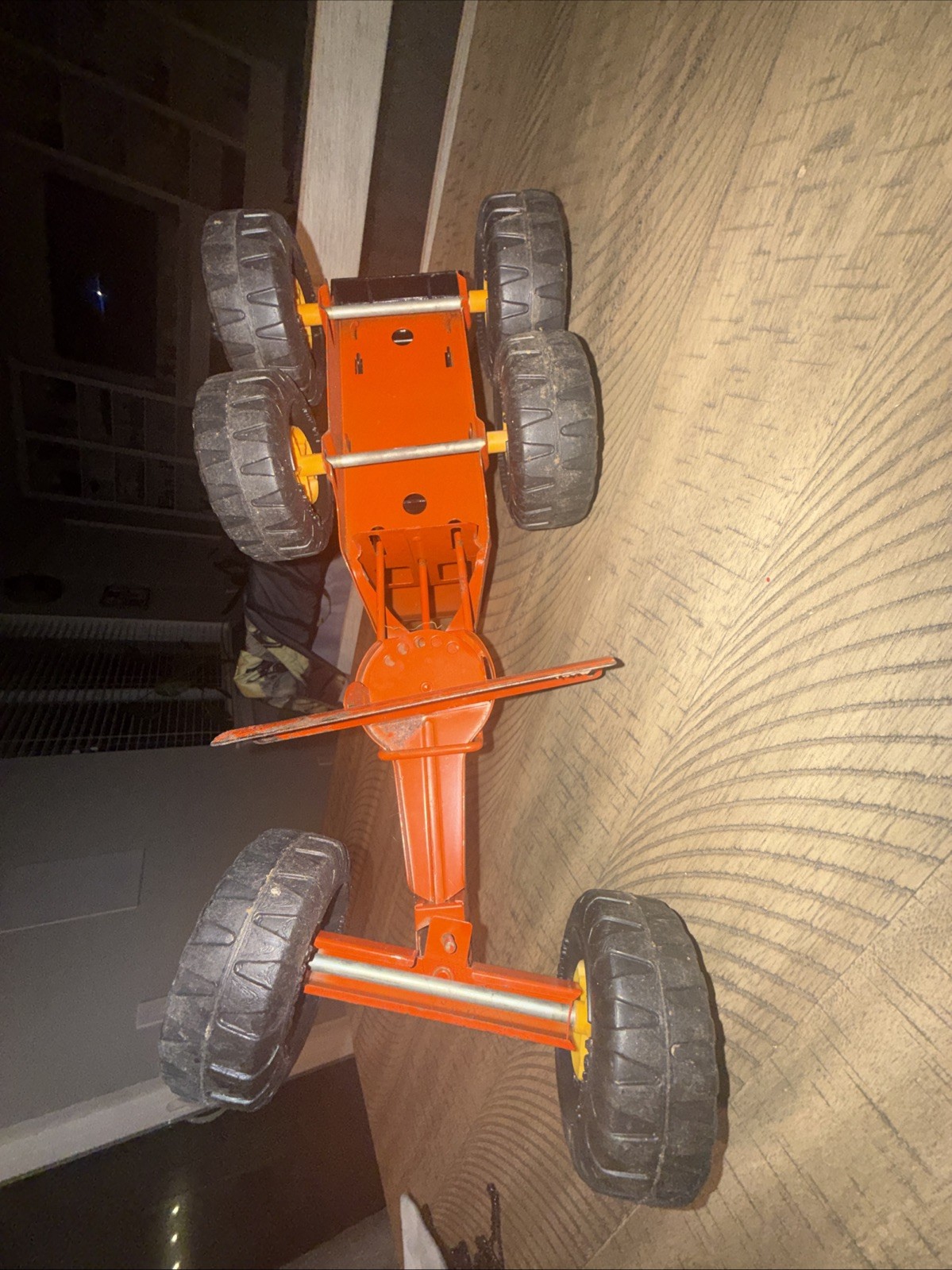 VINTAGE 1970’s TONKA METAL ROAD GRADER TOY ORANGE 17” MR-970 TIRES