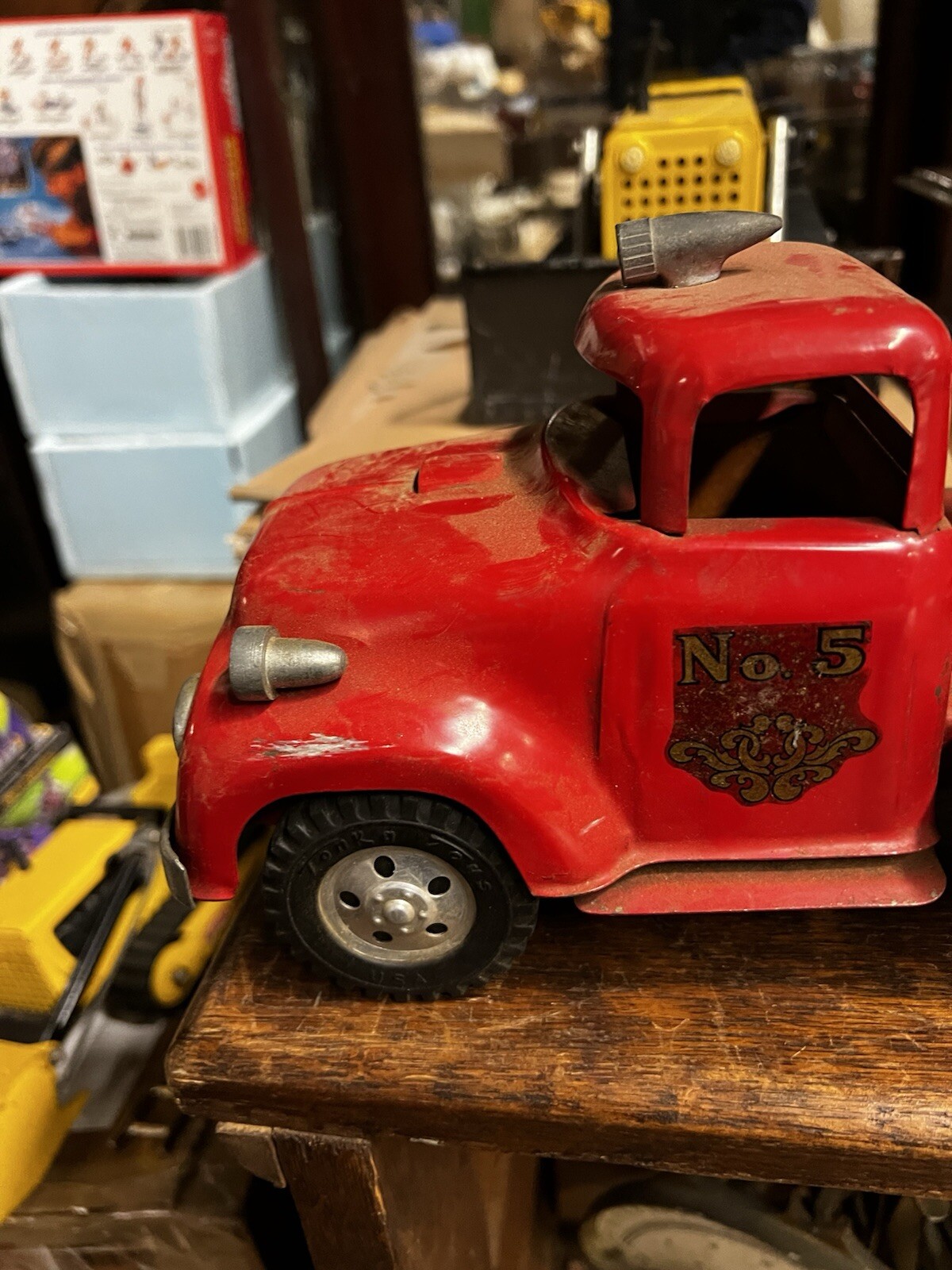 Vintage 1957 Tonka Aerial Ladder Fire Truck 33” #48 in catalog presents well