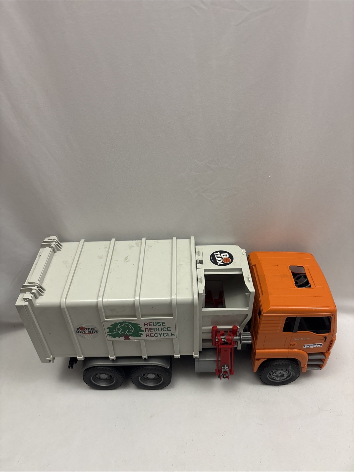 Vintage 1998 BRUDER MAN TGA Side Loading Garbage Truck Made In Germany Toy
