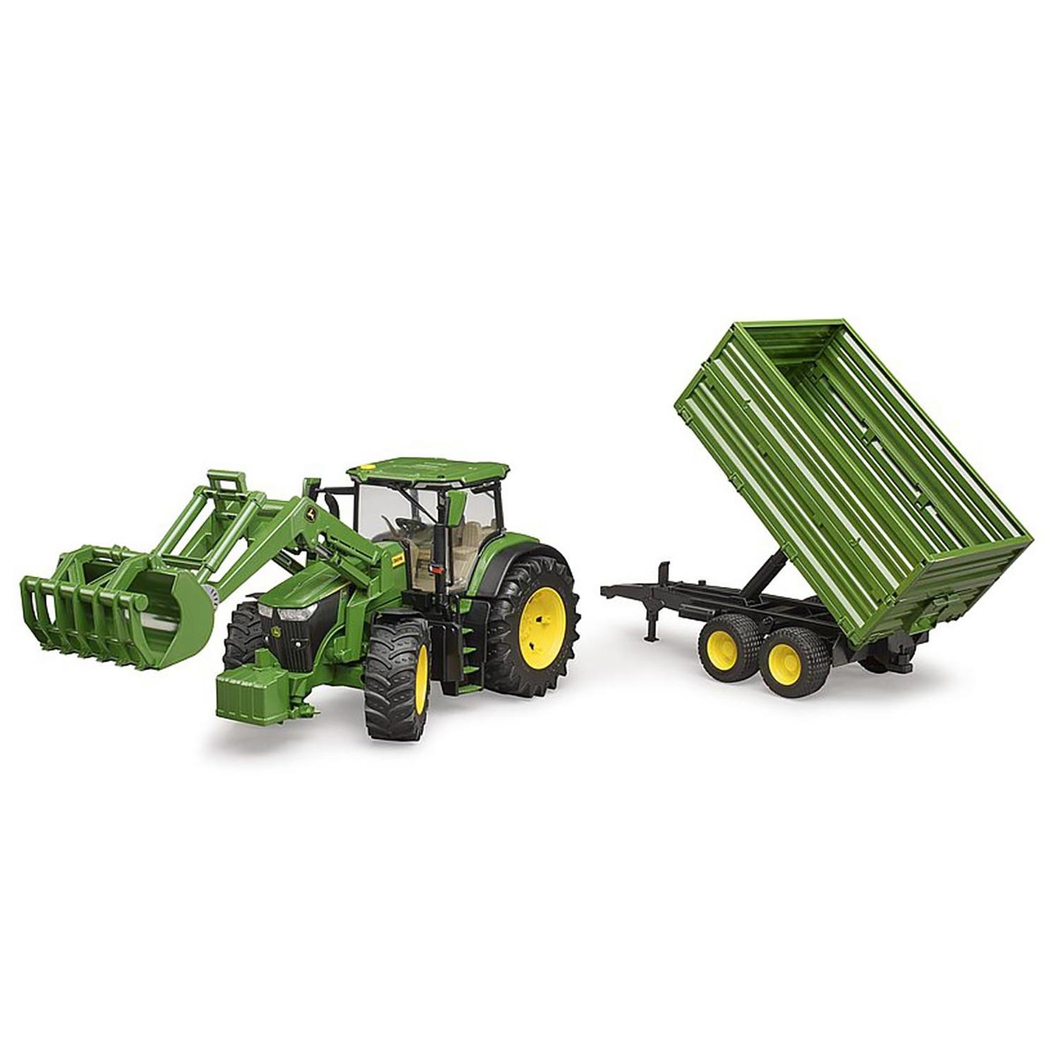 1/16 John Deere 7R 350 Tractor with Front Loader and Trailer by Bruder 09828