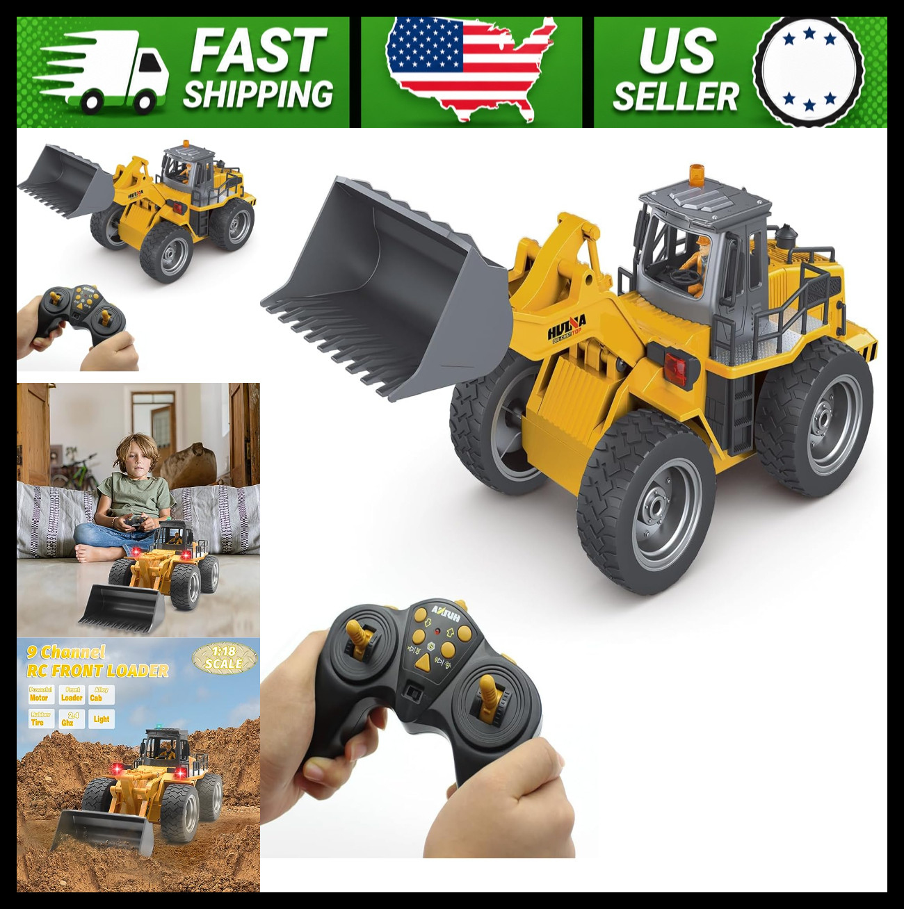 Fistone RC Front Loader 4WD Alloy Shovel Tractor with Lights