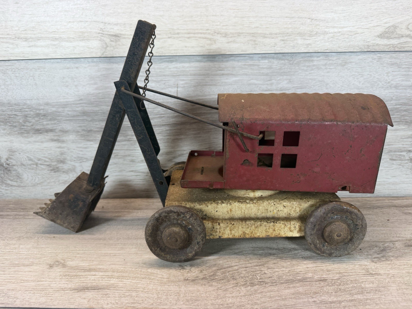 Vintage Turner Pressed Steel Crank Crane Shovel 1920s Construction Toy Original