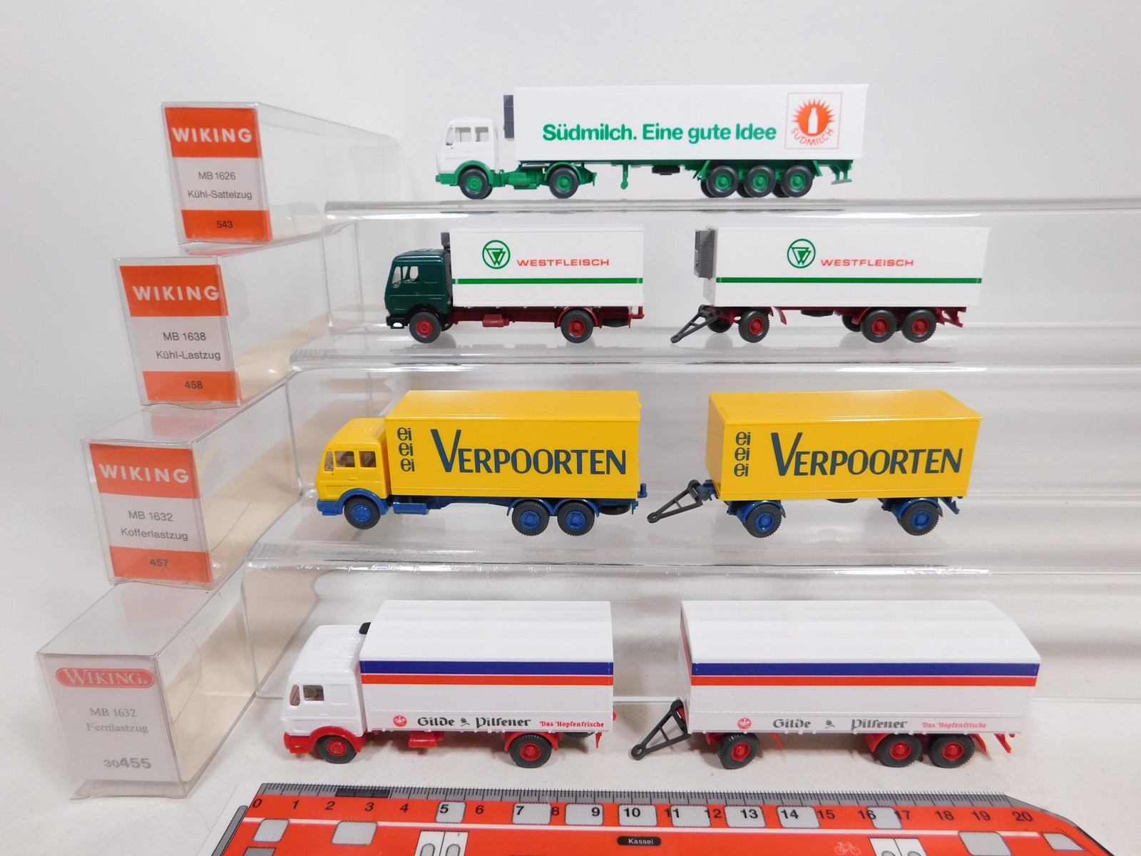 4x Wiking H0 1:87 Lkw Mb: 455 Gilde+457+458 Westfleisch+543 Mint+Box #CW759-0,5