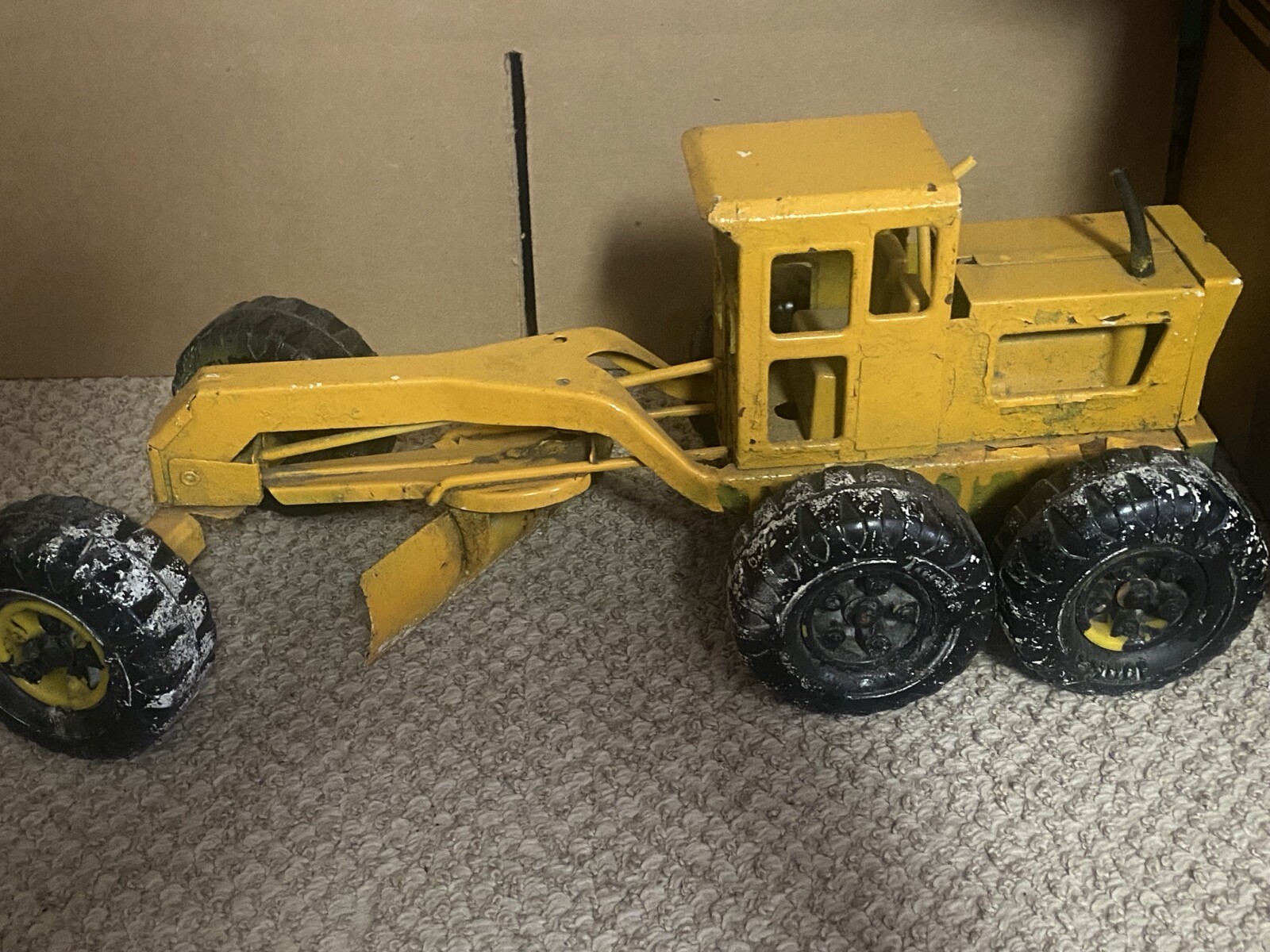 Tonka 1960s/70s Metal Steel Road Grader Yellow Vintage Construction Vehicle Toy