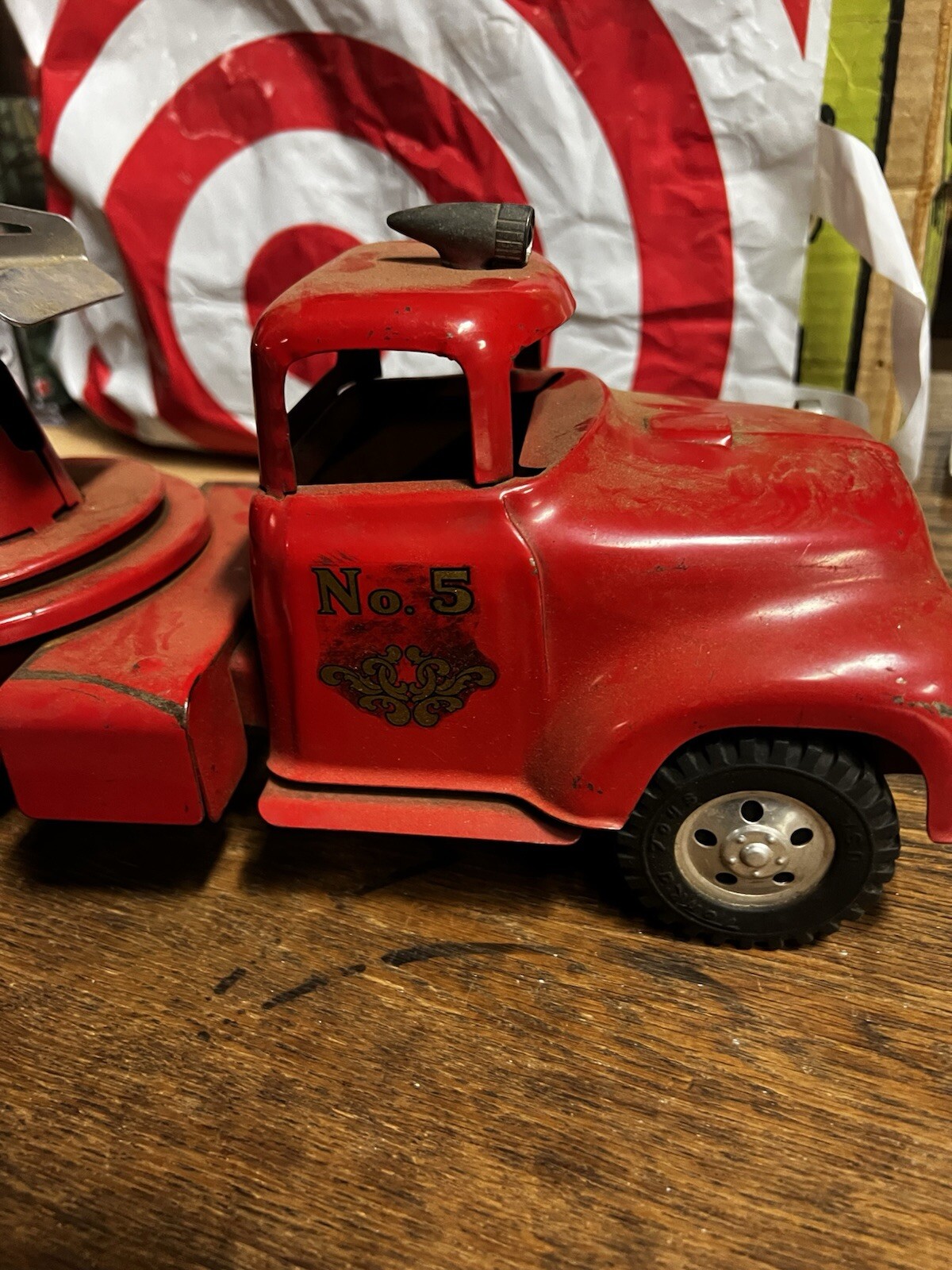 Vintage 1957 Tonka Aerial Ladder Fire Truck 33” #48 in catalog presents well
