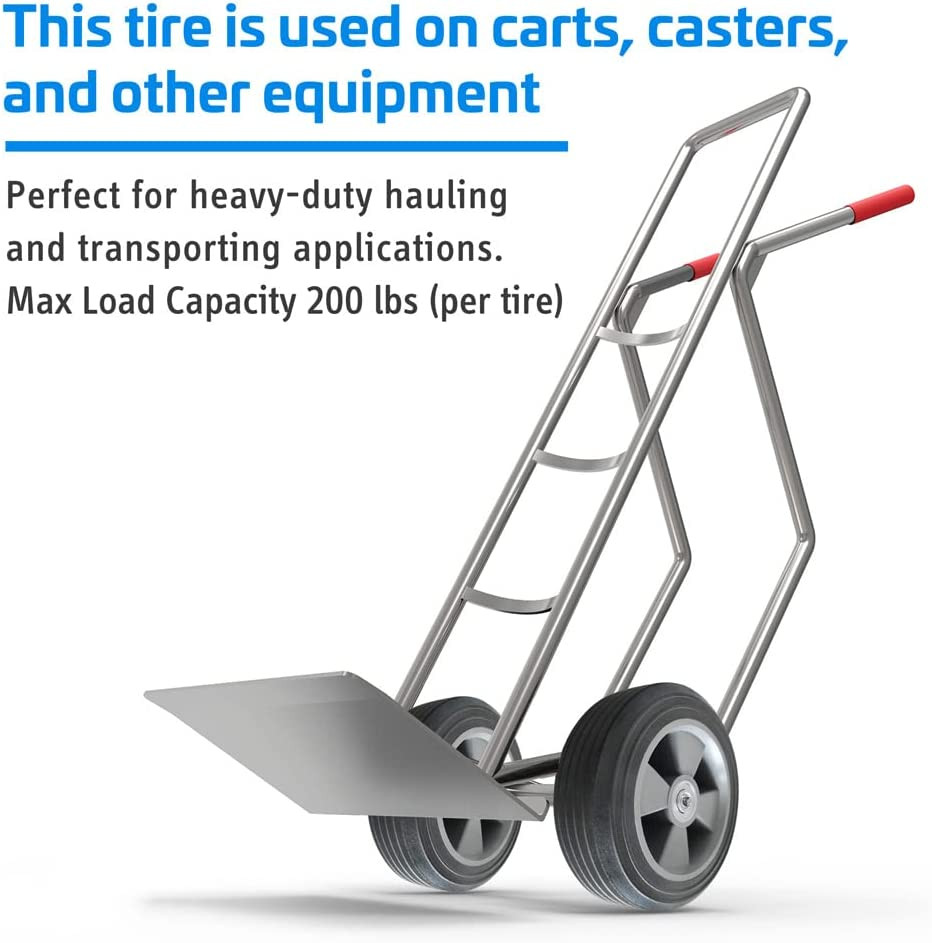 Lotfancy 8 Inch Hand Truck Wheels, 2PCS Solid Flat Free Tires Replacement for Ha