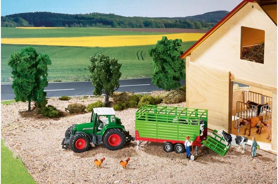 siku 2875, Livestock Trailer with 2 Holstein Cows, 1:32, Metal/Plastic, Green, M