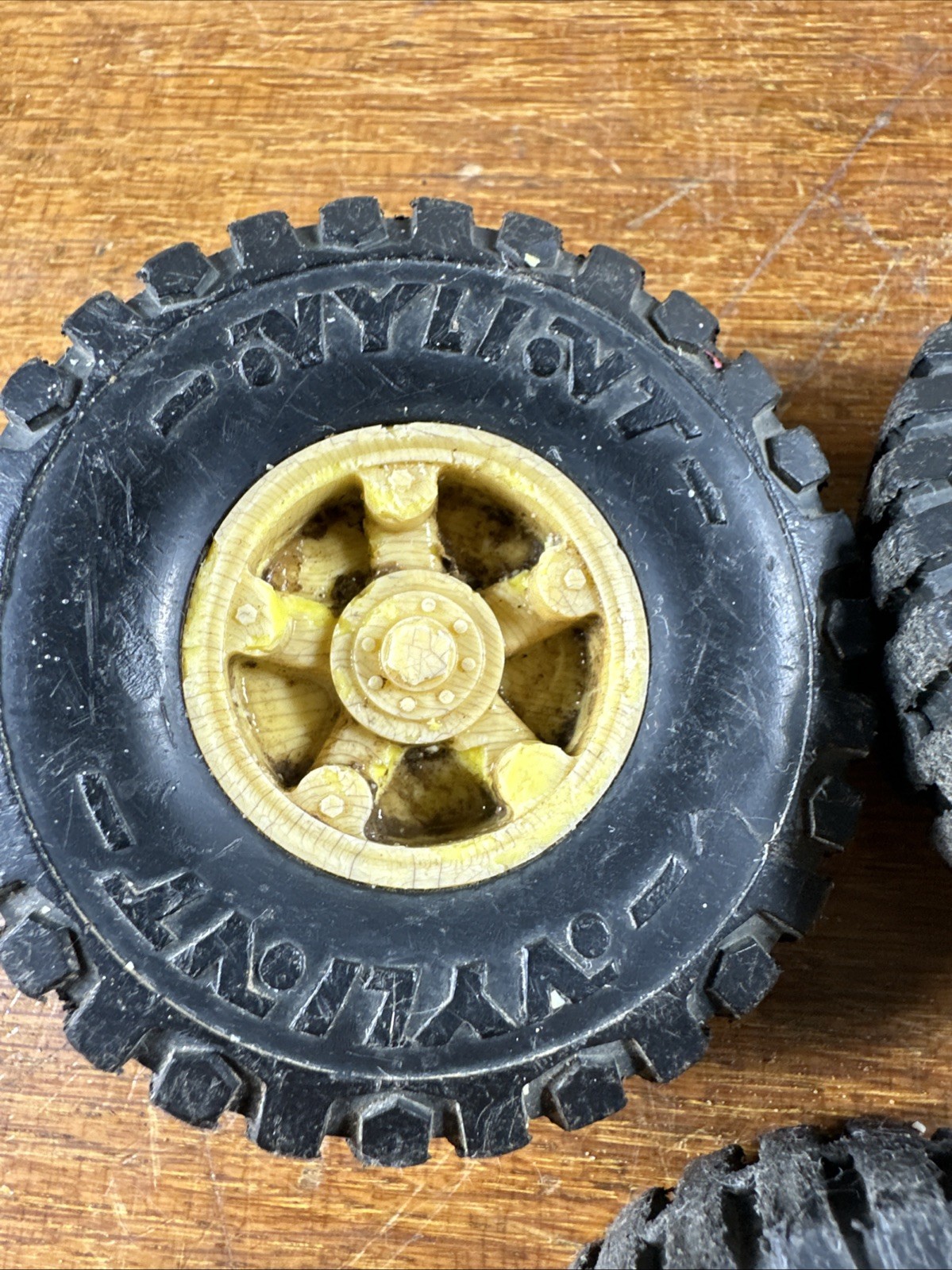 Vintage Nylint Wheels BLACK TIRES YELLOW RIM FOR TRUCKS 3 1/8” Lot Of 3