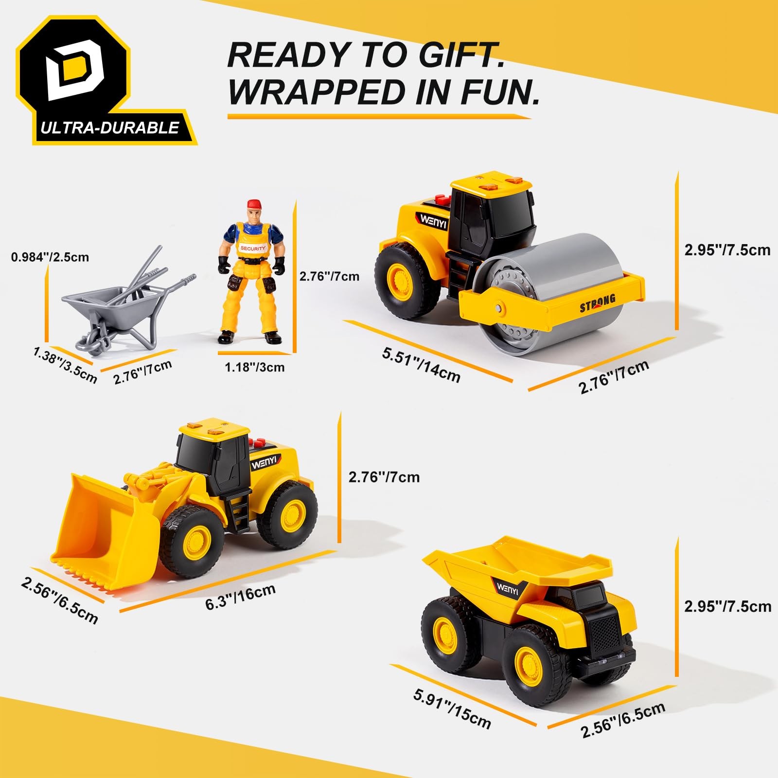 5PCS Construction Toys – 5.5-6.3 Inch Toy Trucks Set Includes Dump Truck, Bul…