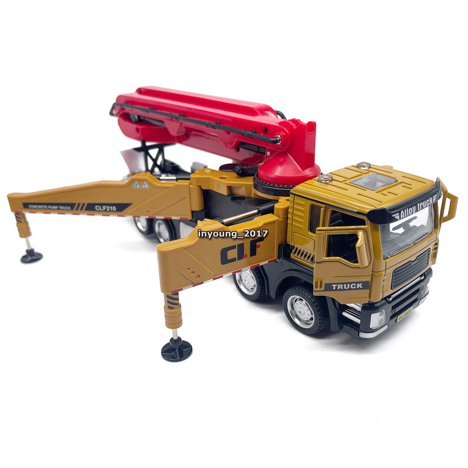 1/60 Concrete Pump Truck Toys for Boys Diecast Construction Vehicle Model Yellow