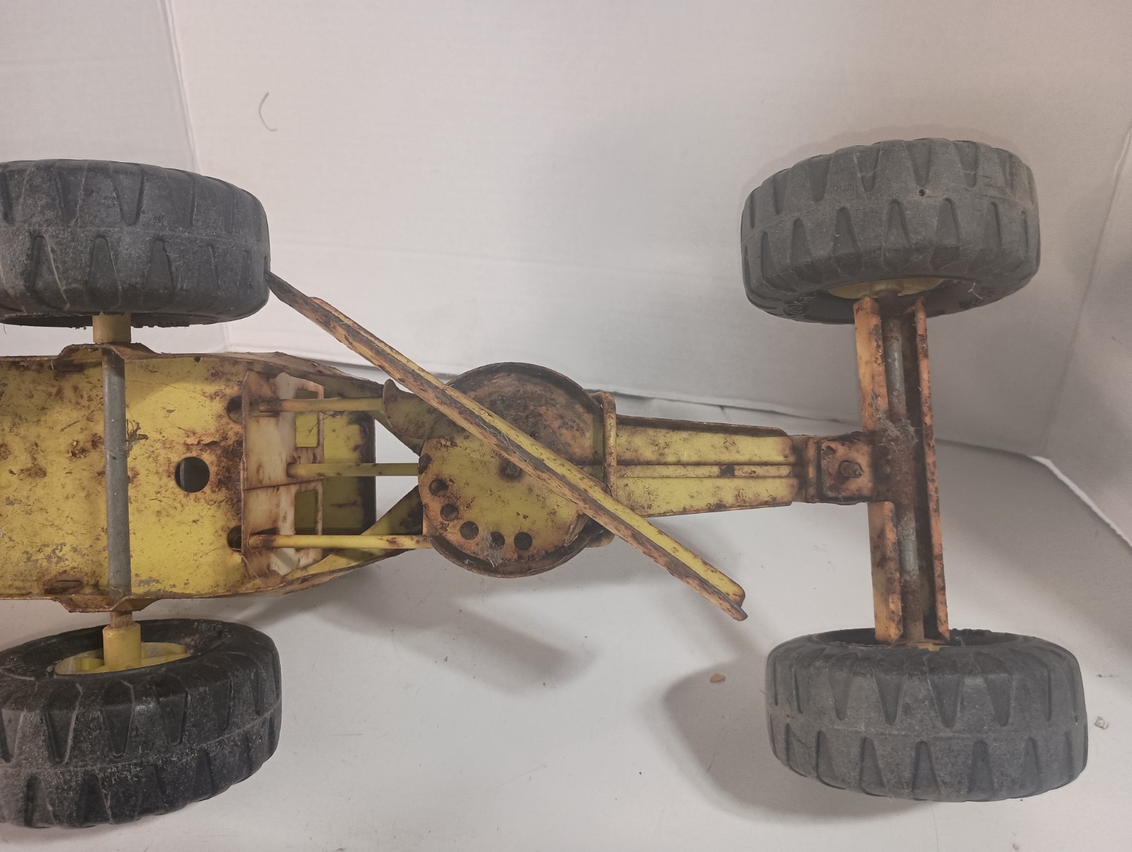 Vintage Tonka Road Grader Scraper MR-970 Yellow Pressed Steel Toy*SEE ALL PICS*