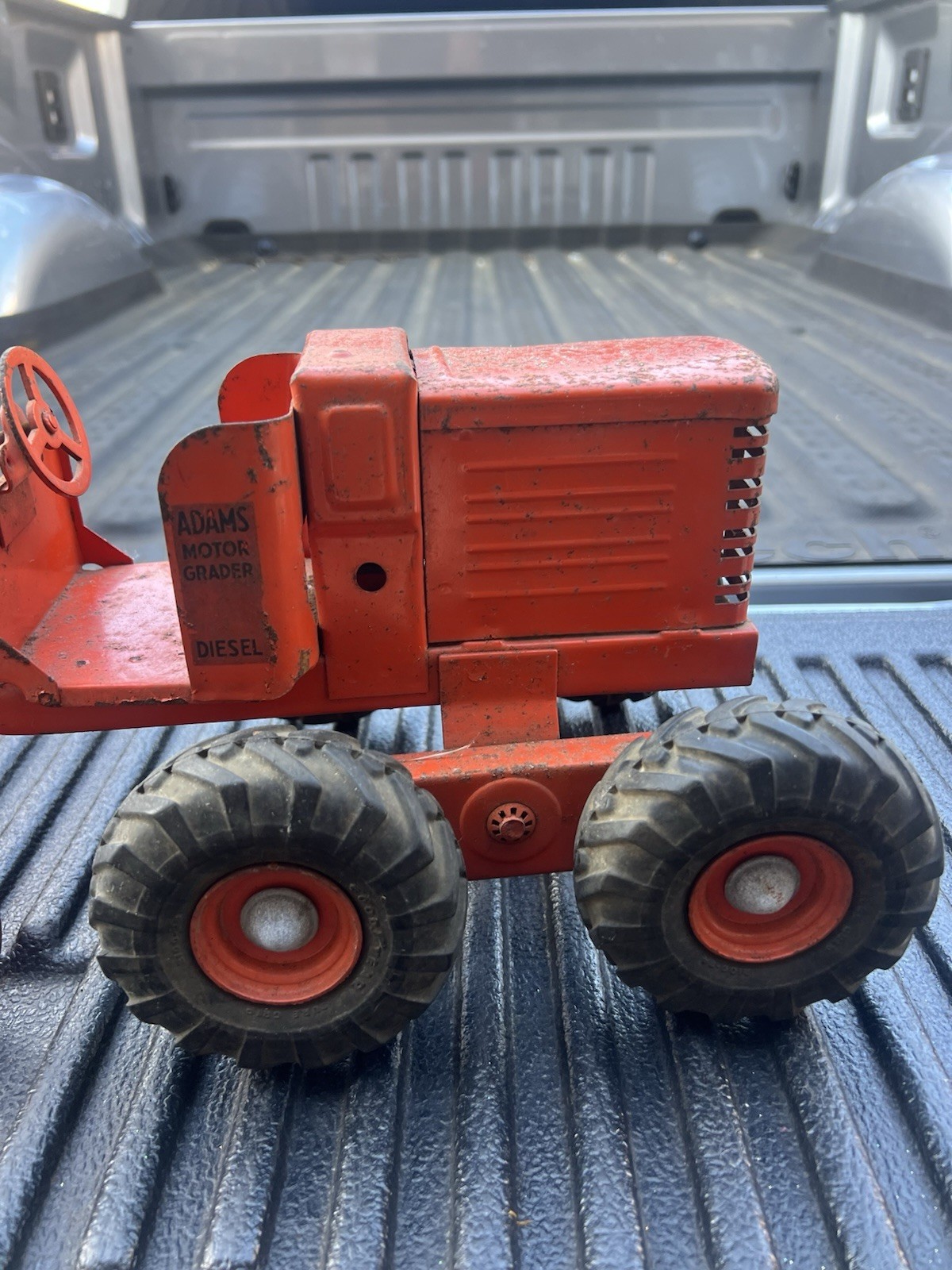 Vintage 1950’s Doepke Model Toys Adams Road Grader Diesel Motor Orange Steel