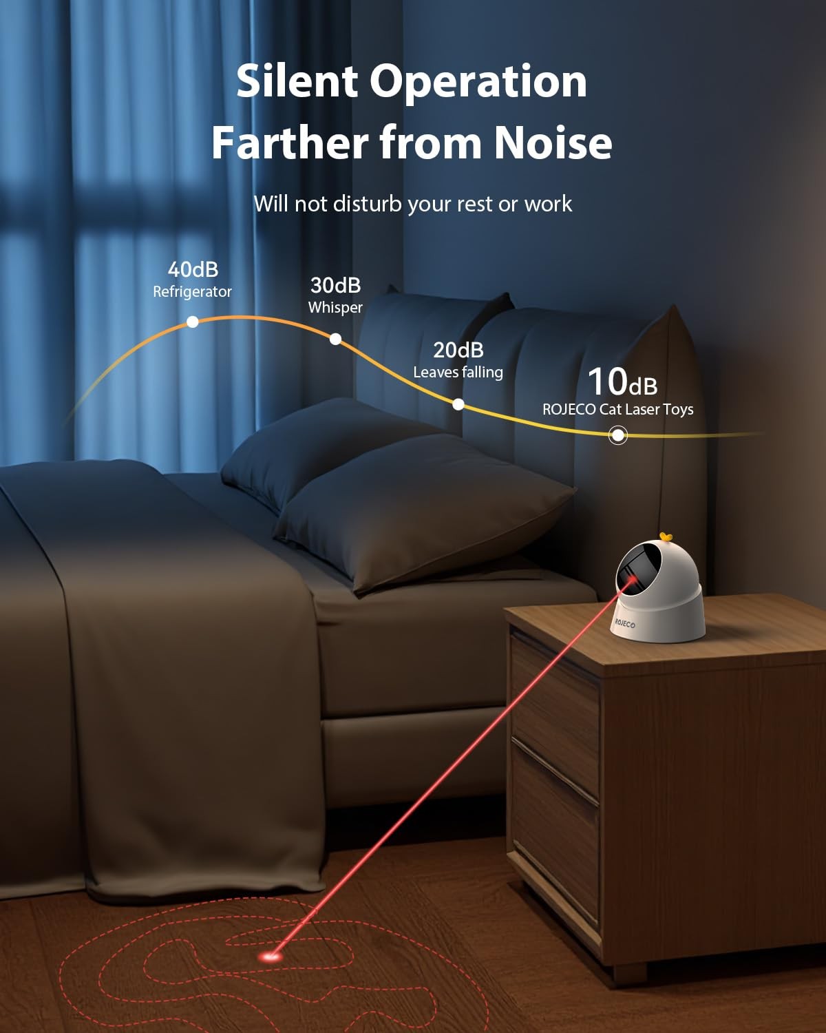 ROJECO Auto Laser Cat Toy – Random Motion Track, Magnetic 360 Base, Run Quiet,Re