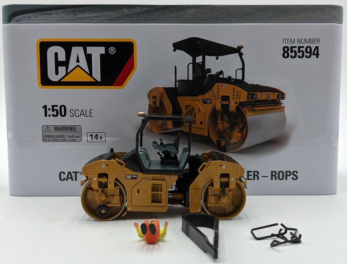Diecast Masters 85594 1:50 Caterpillar CB-13 Tandem Vibratory Roller with ROPS