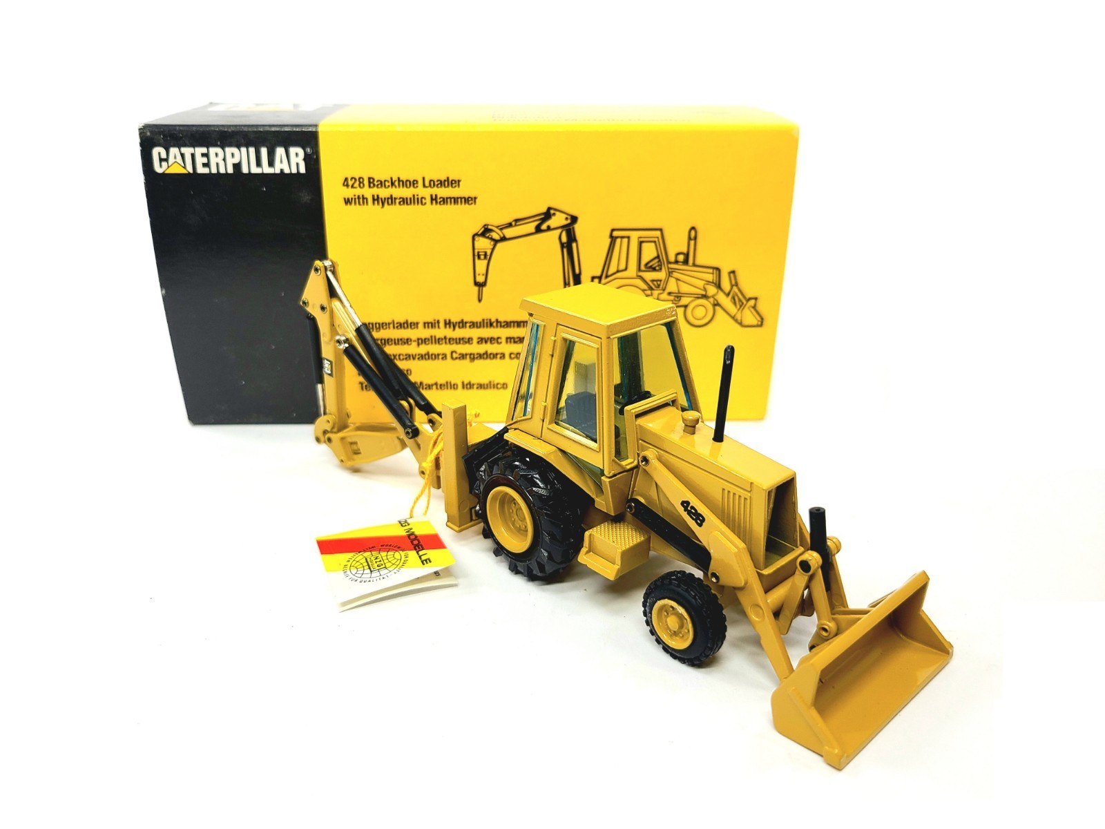 Cat 428 Backhoe Loader with Cab Hydraulic Hammer NZG 1:50 Scale Model #378/1