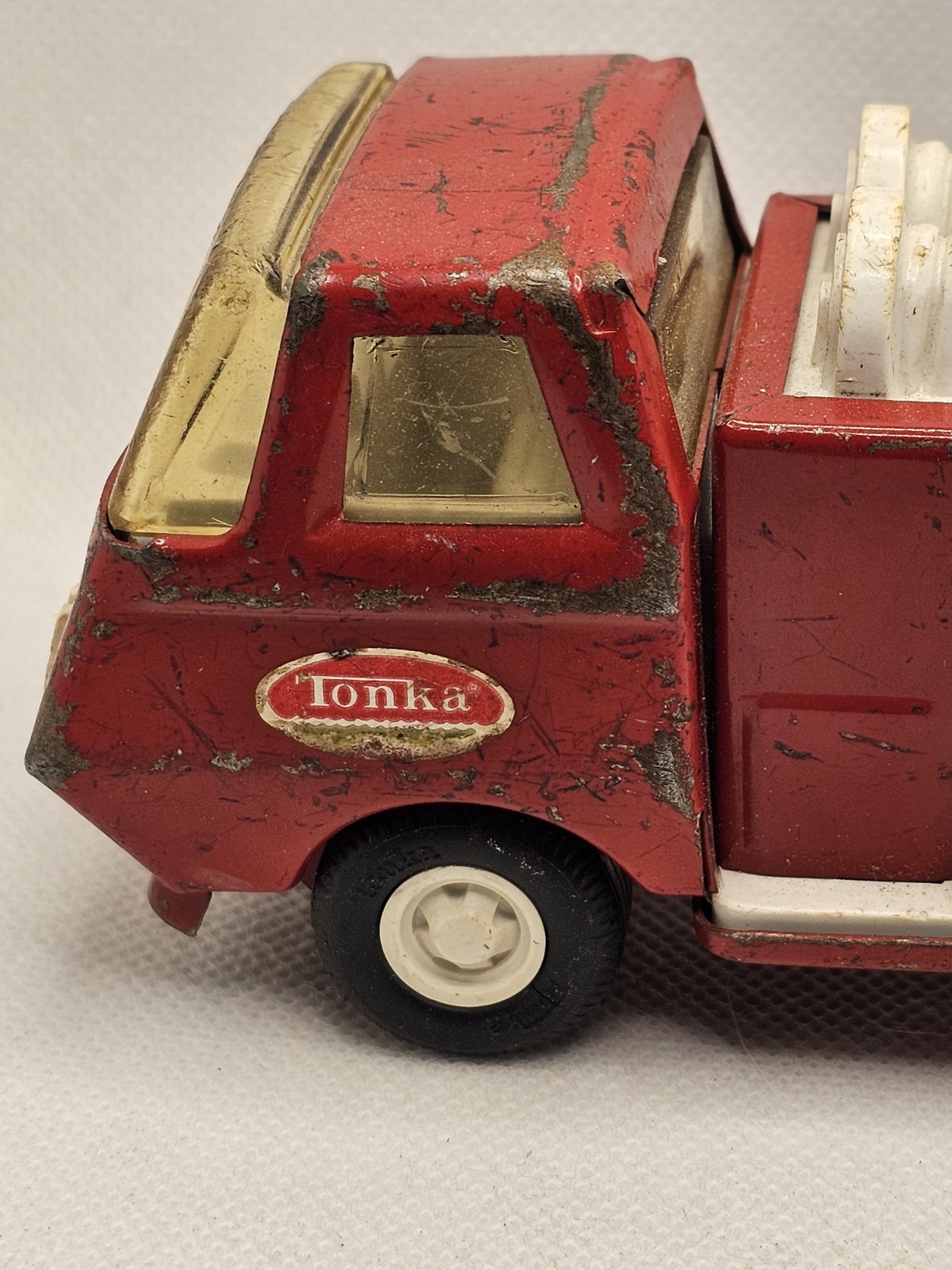 Vintage 1970s Tonka Mini Fire Engine Truck 5 3/4″ Long Pressed Steel Good