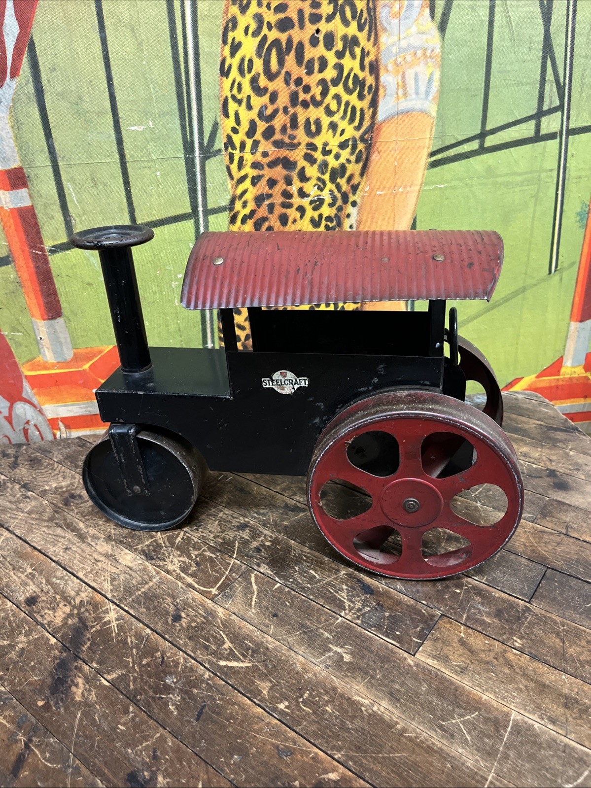 VINTAGE C. 1920 STEELCRAFT RIDE ON STEAM ROLLER CONSTRUCTION KEYSTONE WYANDOTTE