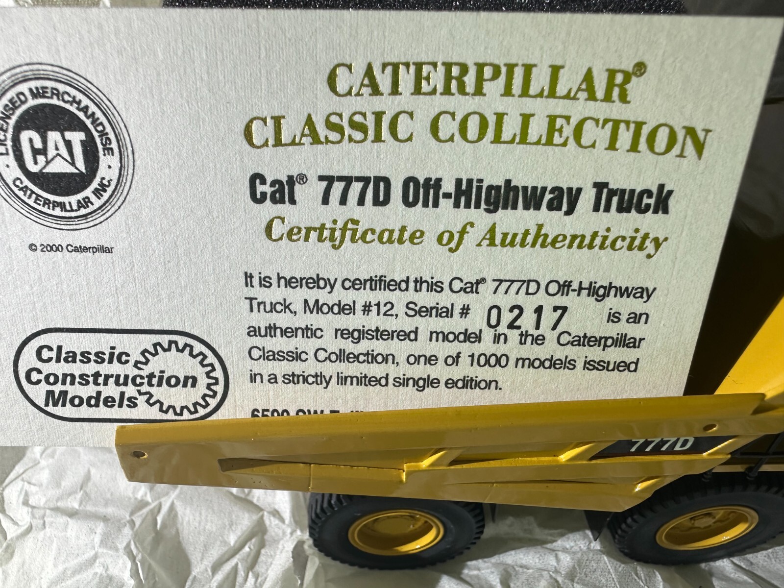 Classic Construction Models CCM Caterpillar 789D Dump Truck Brass Cat 1/87