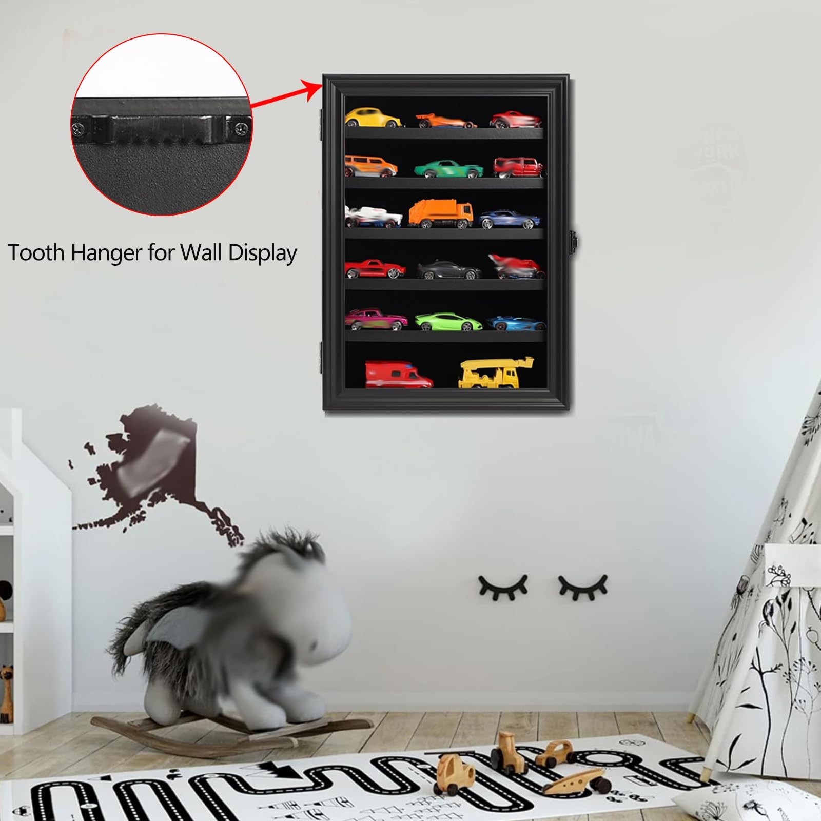 Toy Cars Display Case 1/64 Scale Diecast Car Display Case Wall Mount Model Ca…