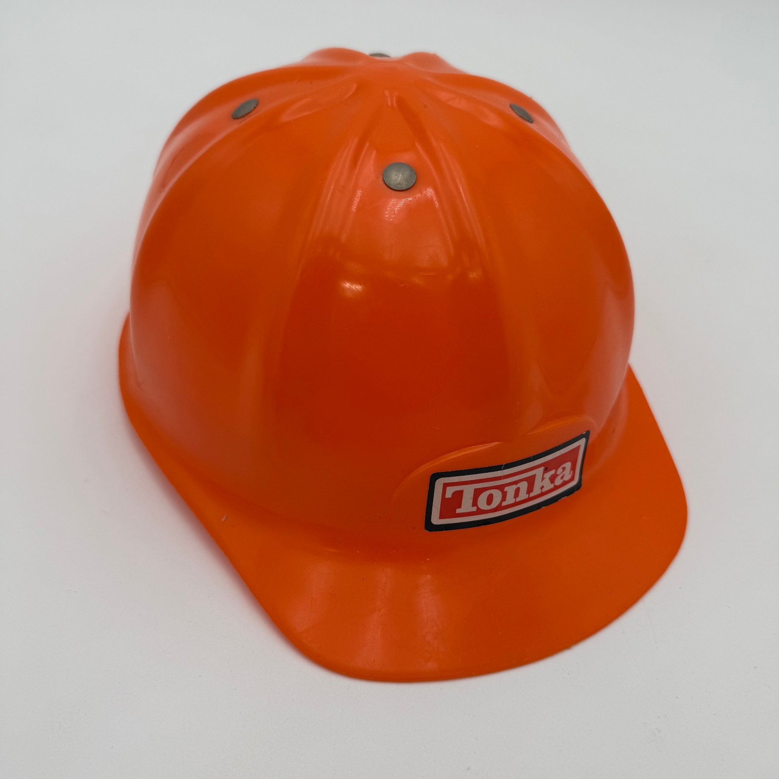 1990’s TONKA Orange Kids VTG TOY HARD HAT With Metal Rivets & Adjustable Band