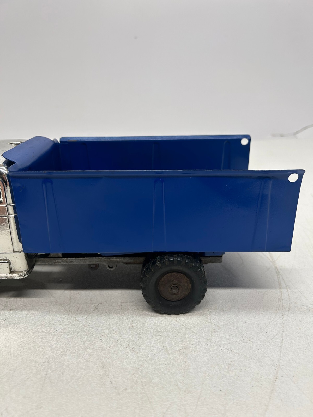 Vtg Structo Toys Wind Up Dump Truck Chrome Cab Blue Bed As Is Parts