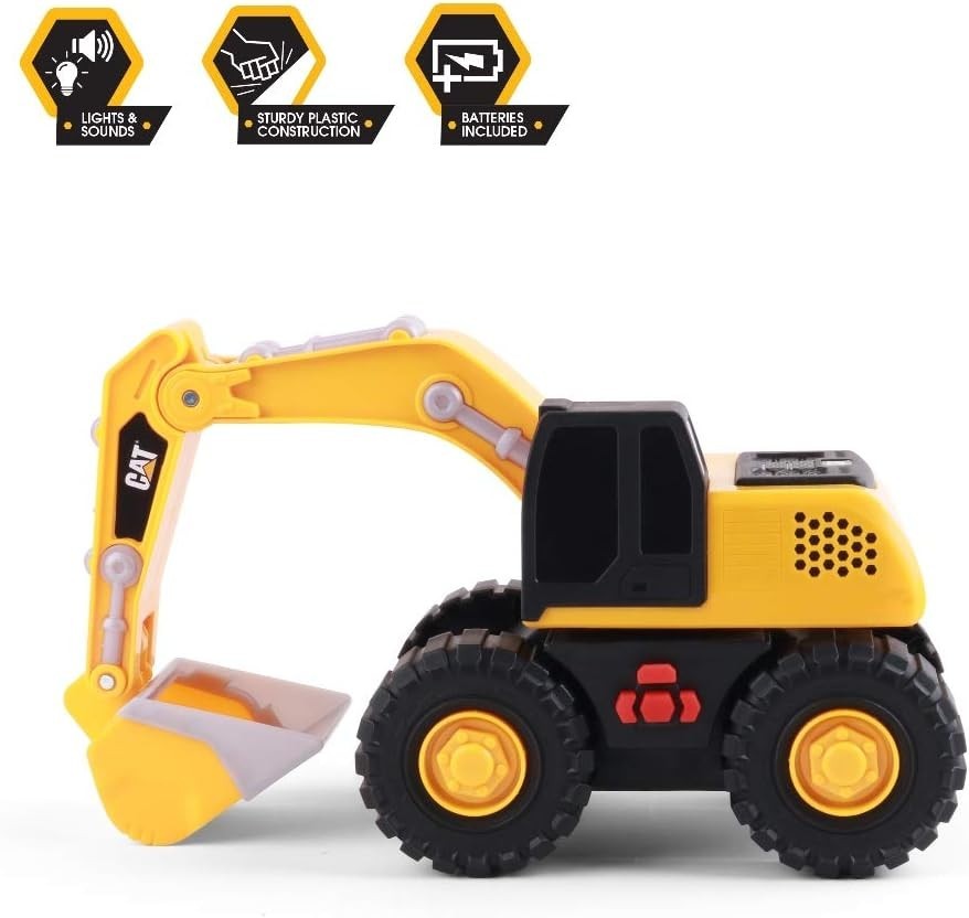 Durable CAT Tough Machines Excavator Toy with Movable Parts & Sounds – 10-Inch