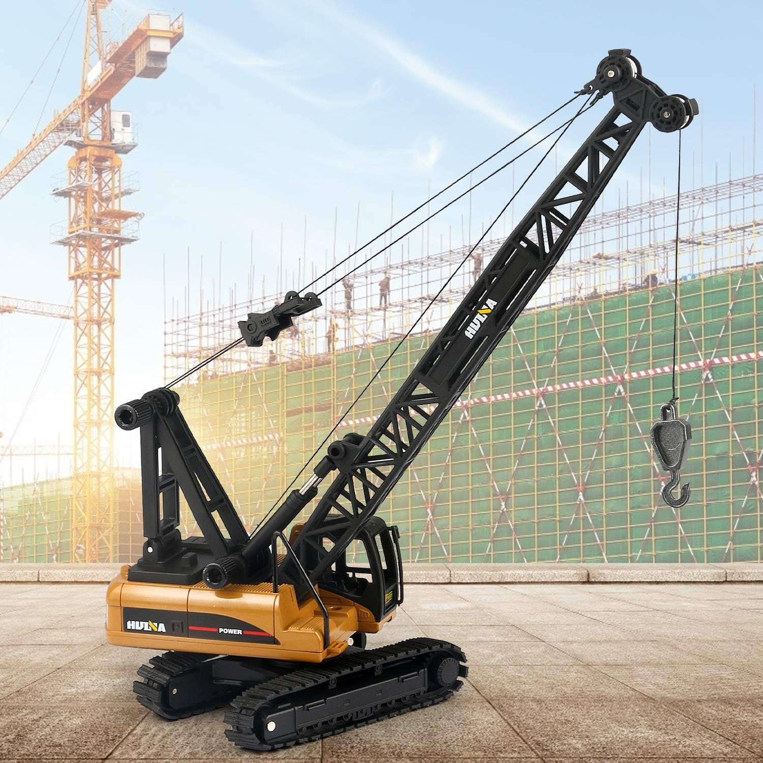 1/50 Scale Metal Diecast Crane Truck Toy for Kids, Crawler Crane Model Vehicle
