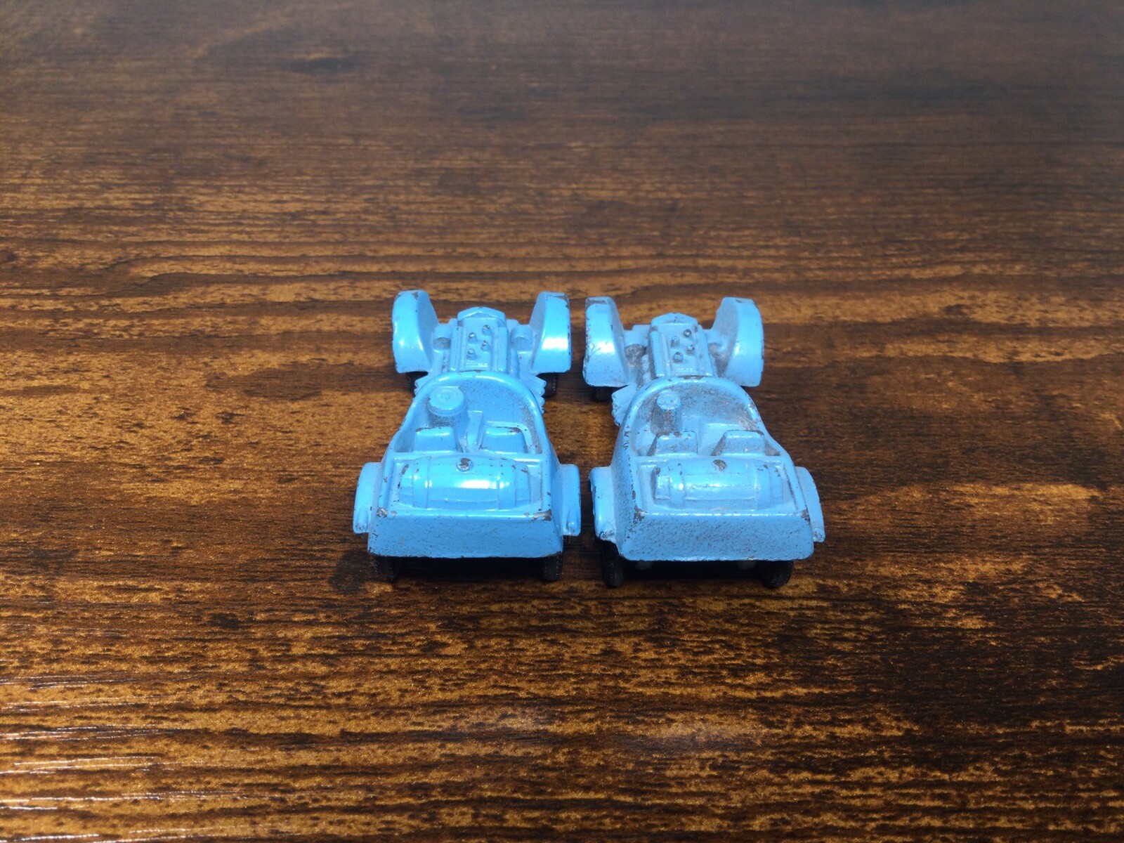 Lot of 2 VINTAGE TOOTSIE TOY USA FORD V8 RAT RODs with BARREL TANK Blue 2″ Inch
