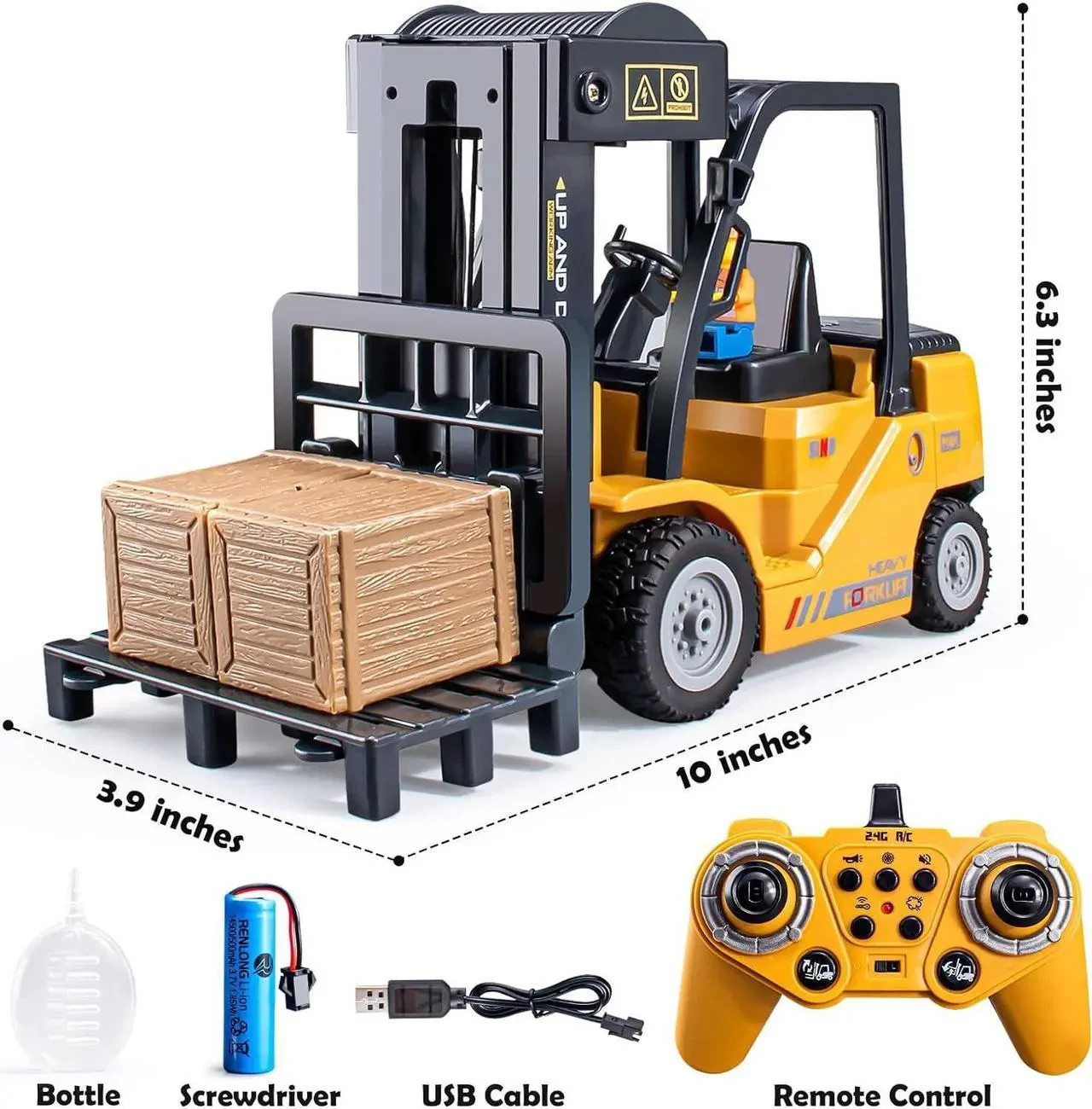 2.4Ghz Remote Control Forklift Toys,RC Forklift Truck with Spray, Cool Lights,So