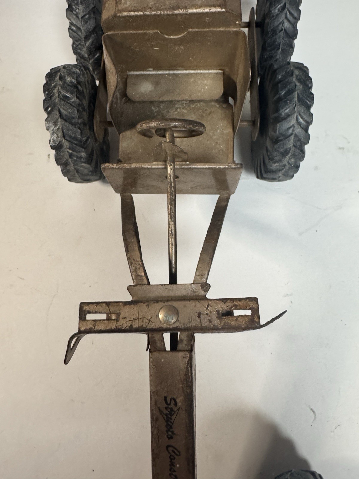 vintage structo pressed steel road grader tractor bronze color Needs Repair