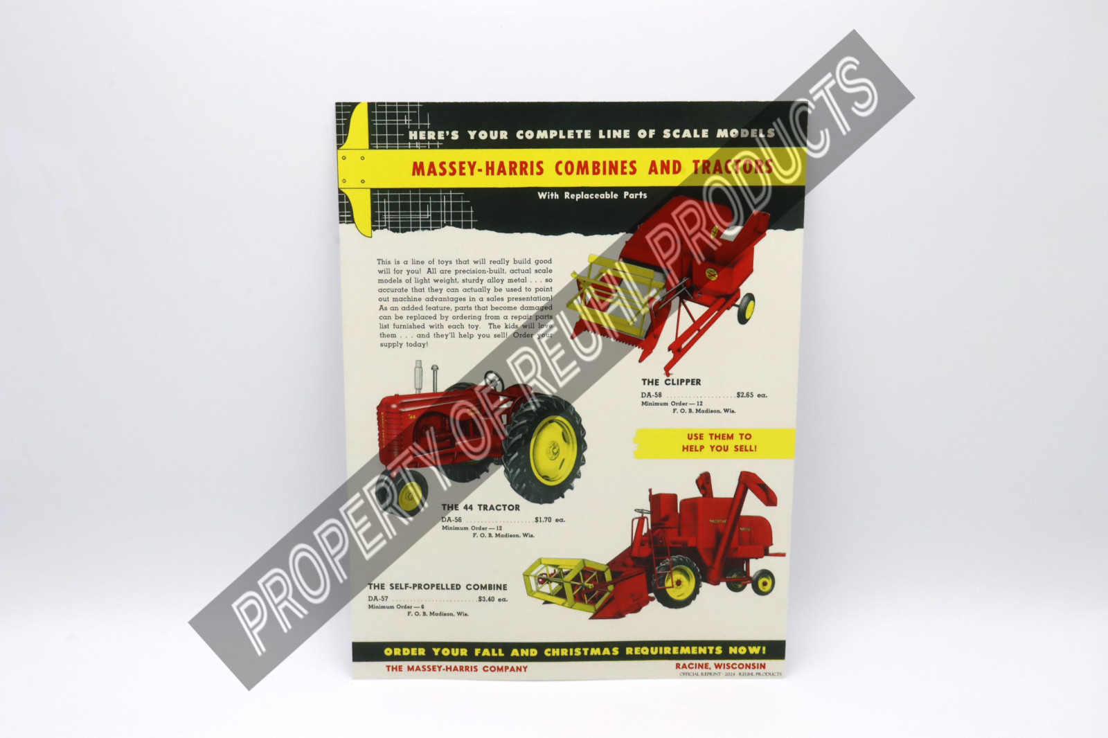 Reuhl – Combines and No. 44 Tractor – Assembly Sheet – Official Reprint