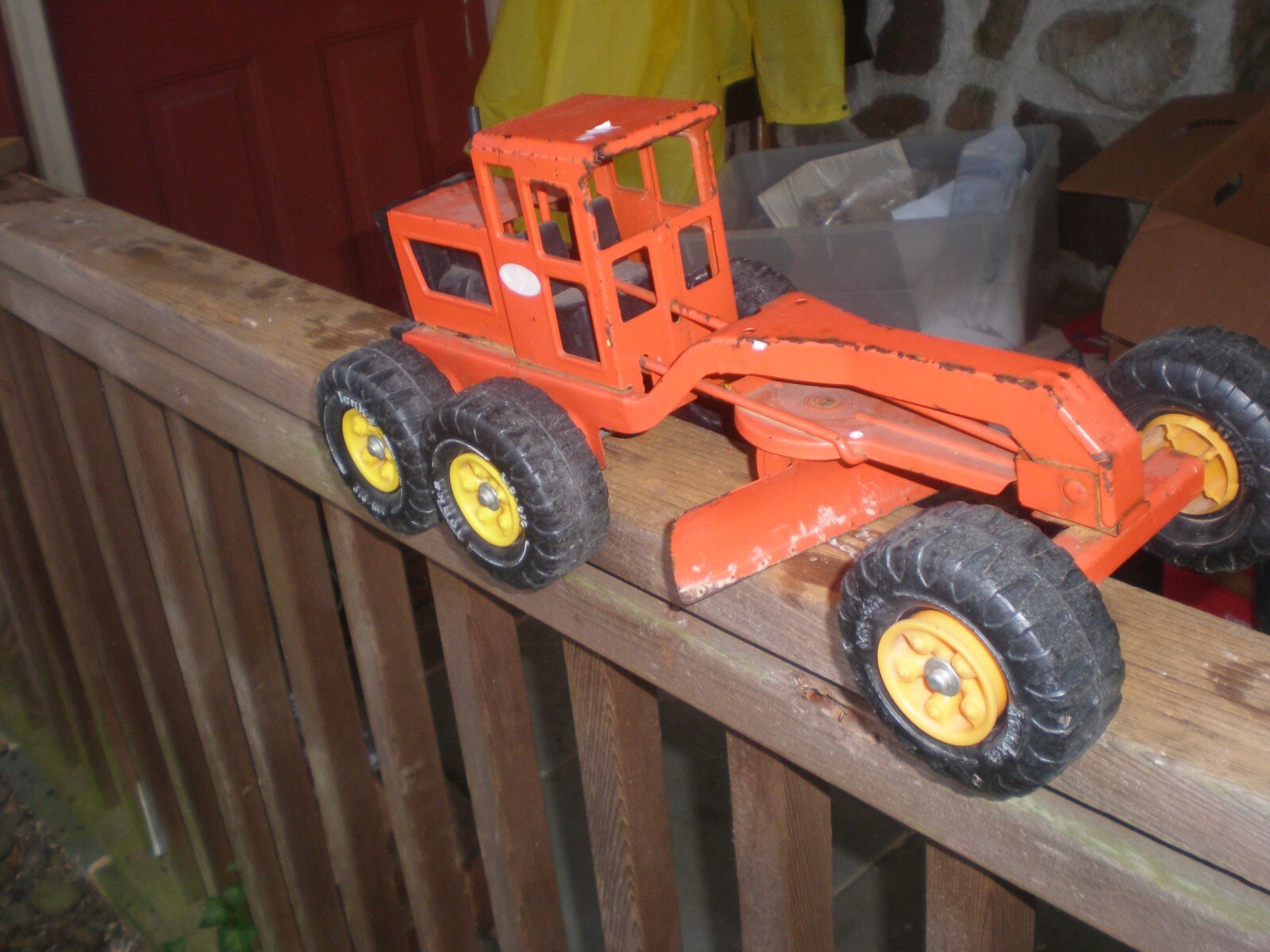 Vintage 70’s TONKA Road Grader Orange Pressed Steel 17.5″ MR-970 FREE SHIP