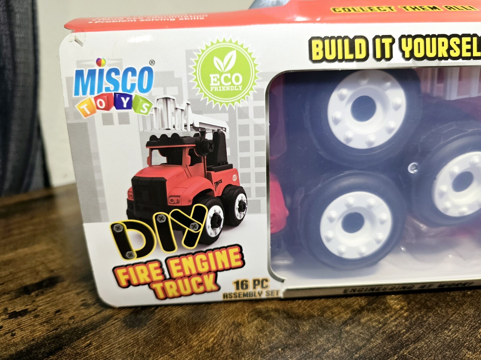 Misco MIY Toy Construction Fire Truck 16 Pcs Kids 6 Up ECO Friendly