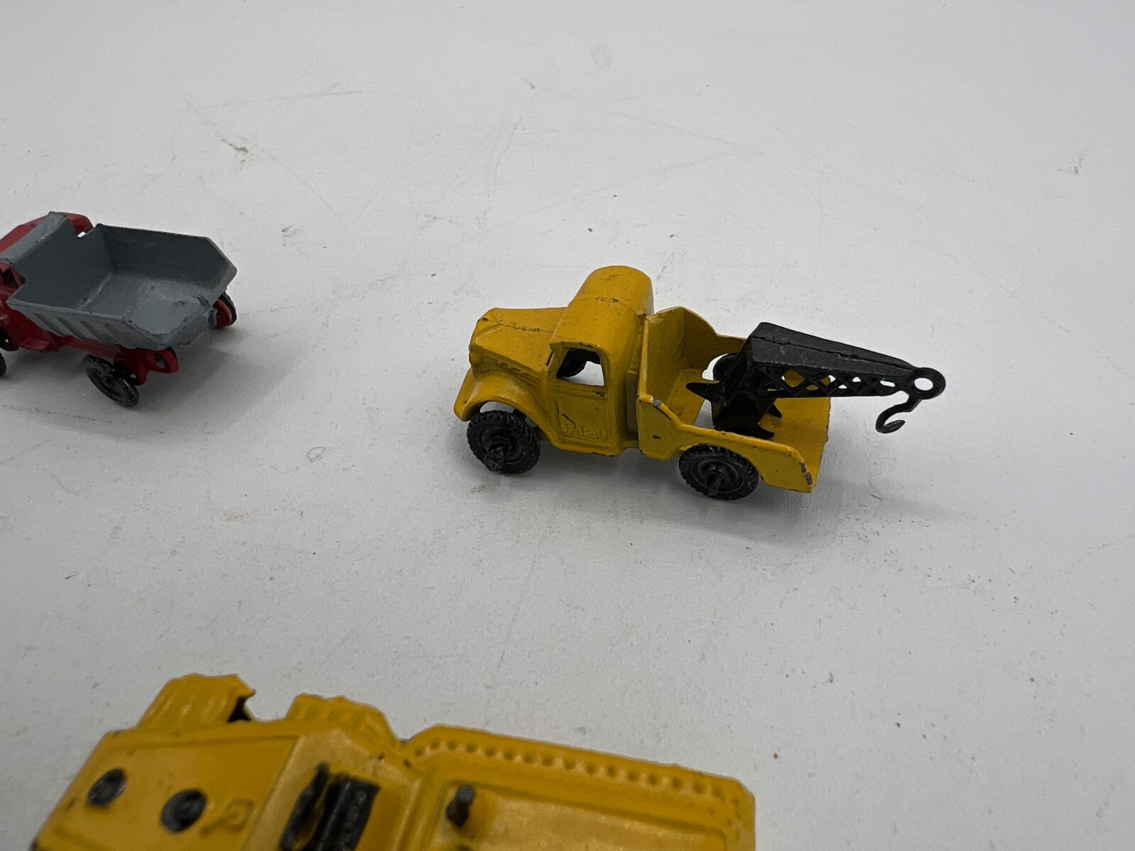 6 Vintage Diecast Road Work Toys Bull Dozer Tow Truck Grater Roller / Japan
