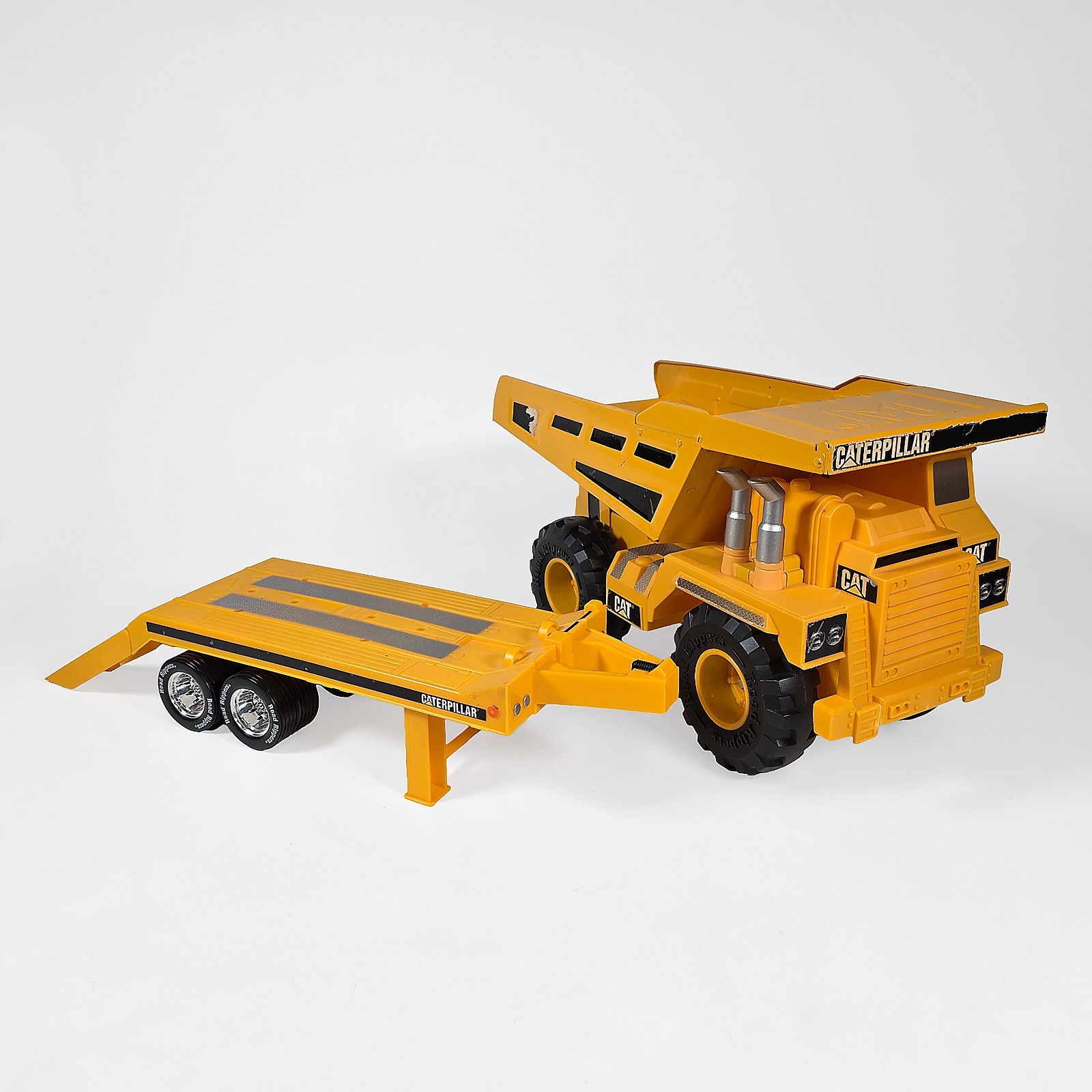 Toy State CAT • Road Rippers 16″ Dump Haul Truck & Trailer • Die-Cast & Plastic