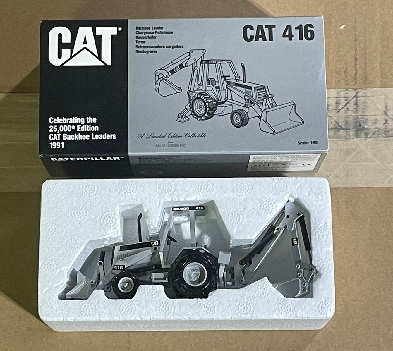 NEW NZG CAT Silver 416 Backhoe Loader Limited Edition 1:50 Scale