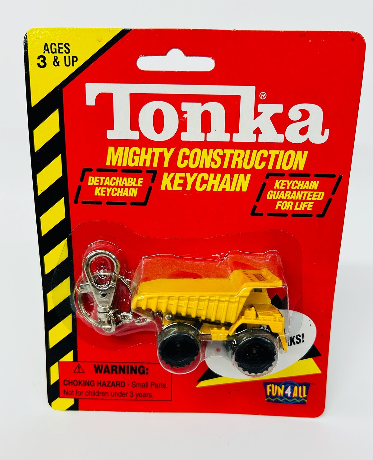 Bundle: 4 NOS Tonka Mighty Const Keychains | Toy Trucker & Contractor