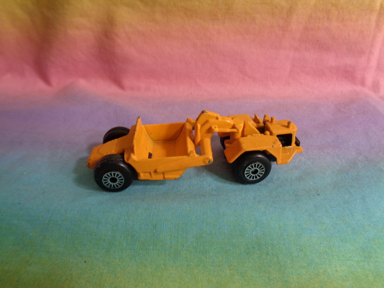 Vintage Hong Kong Construction Vehicle Scraper Diecast Metal Orange/Yellow