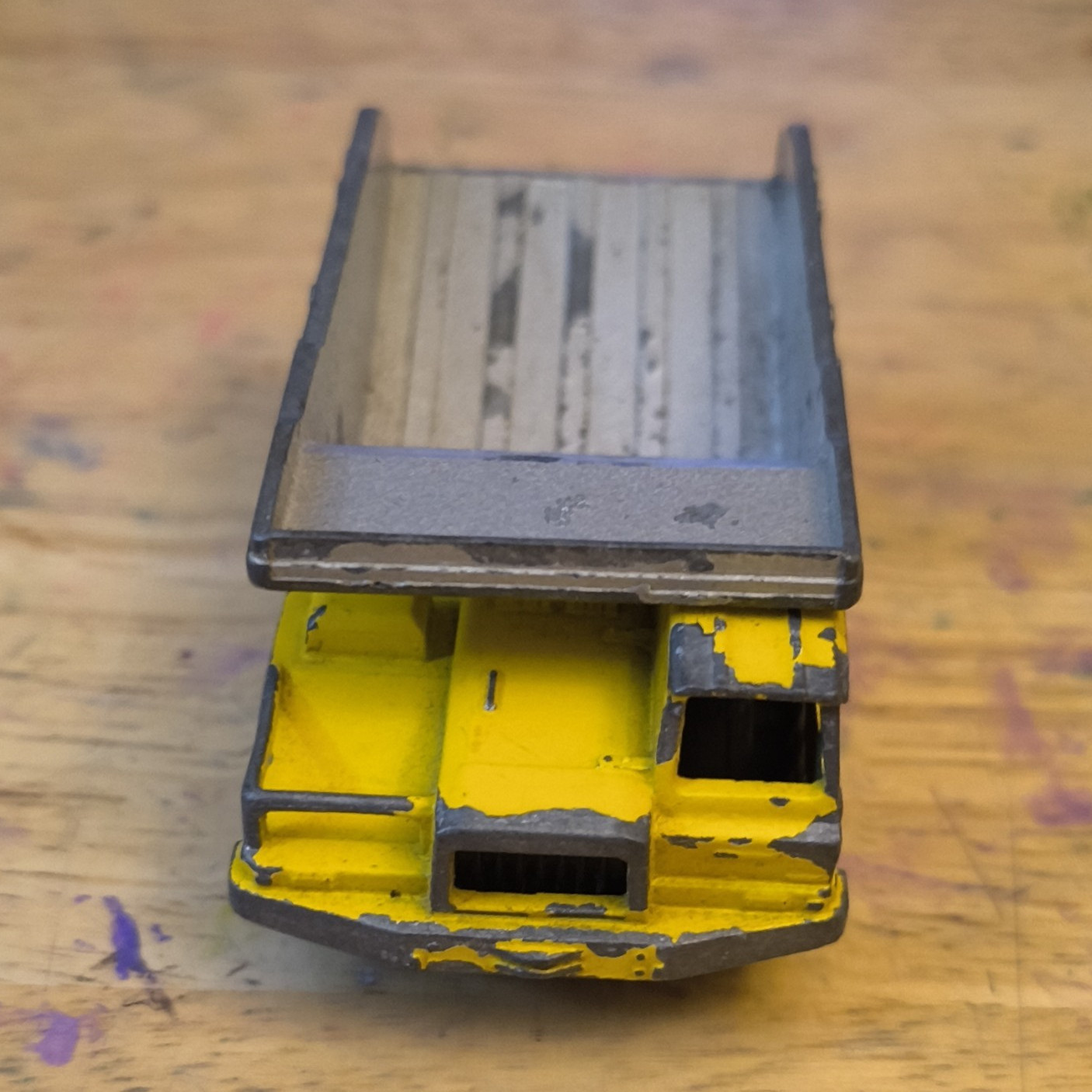 Majorette Caterpillar Camions Dump Truck 1:60 Diecast 1971 Yellow/Gray Vintage
