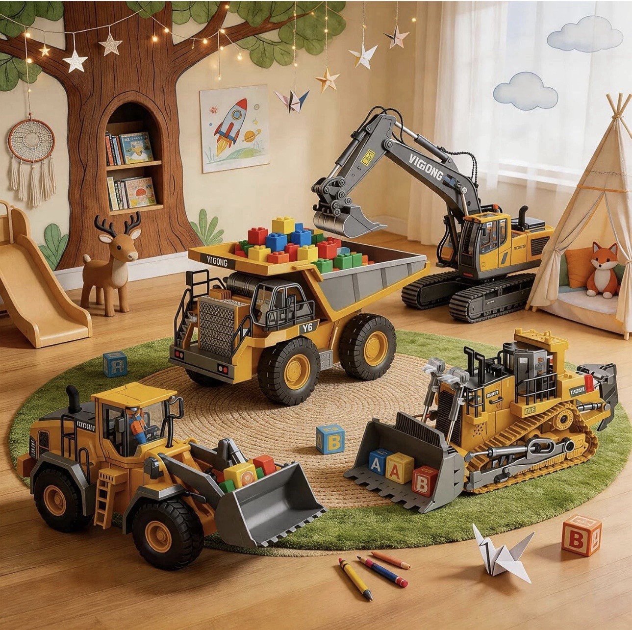 YIGONG 1:24 RC Construction Vehicle Set Pack of 4 2.4GHz Alloy New