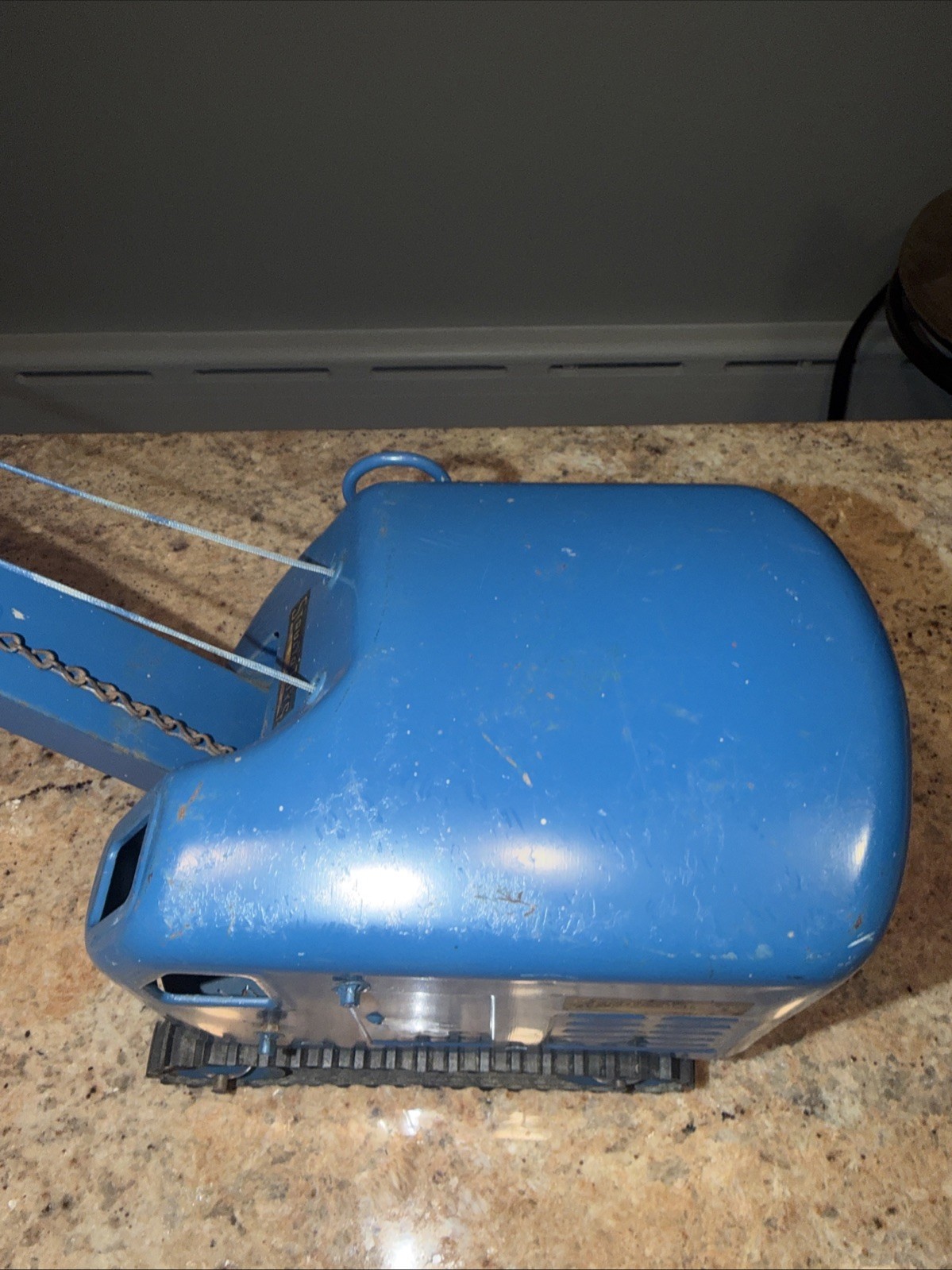 Vintage Structo Toys Pressed Steel Excavator Steam Shovel Toy Blue