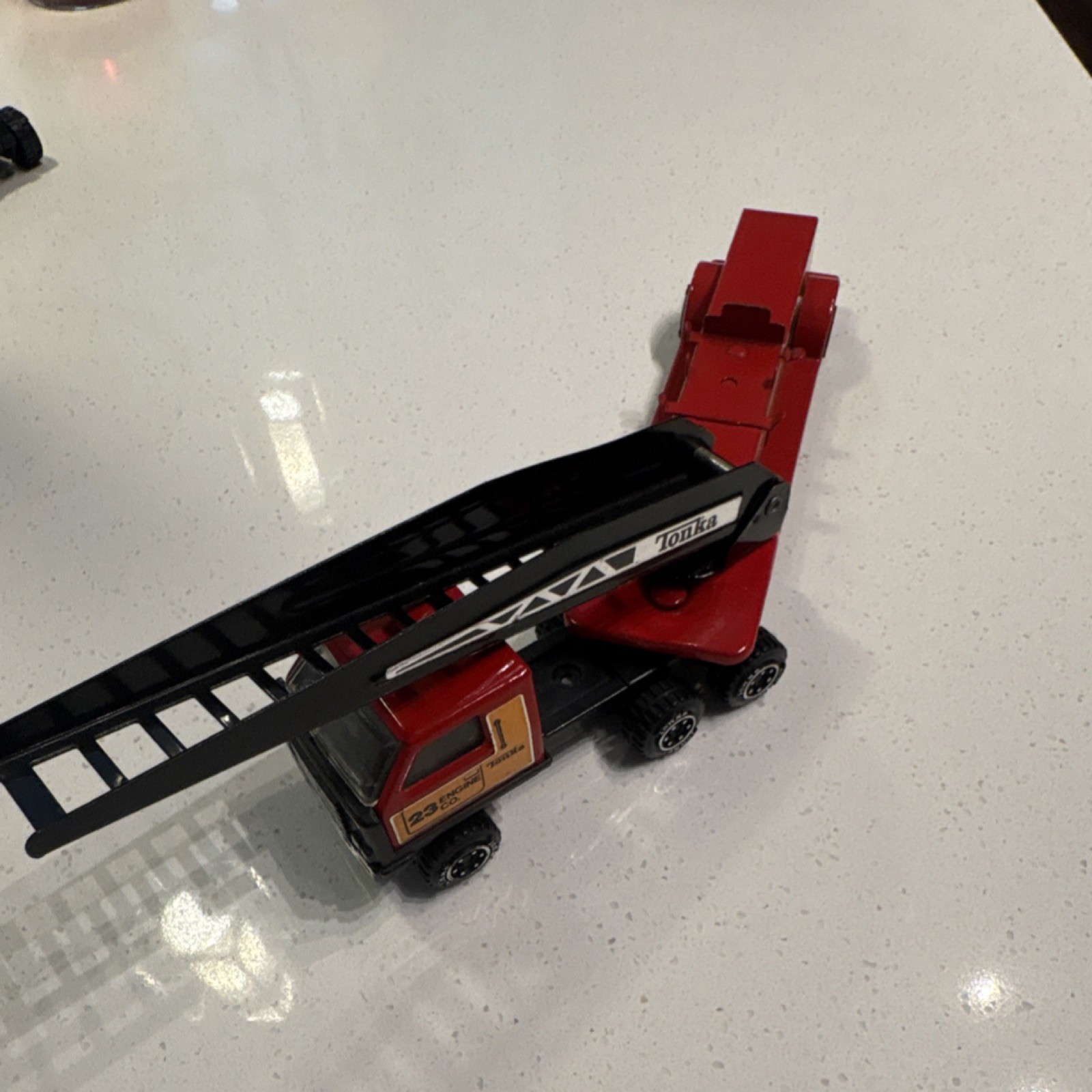 Tonka Vintage Pressed Steel Red Fire Truck Black Construction Toy