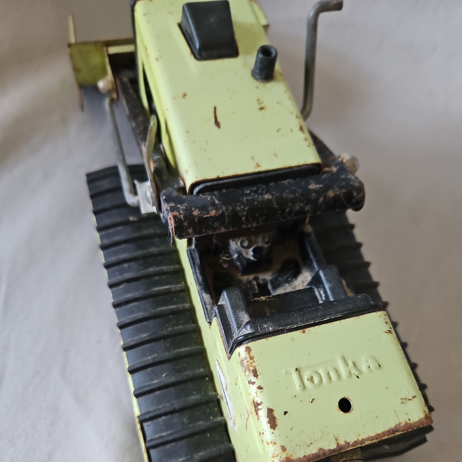 Vintage TONKA T-6 Front end Loader Excavator 1970s Green Steel Bulldozer Digger