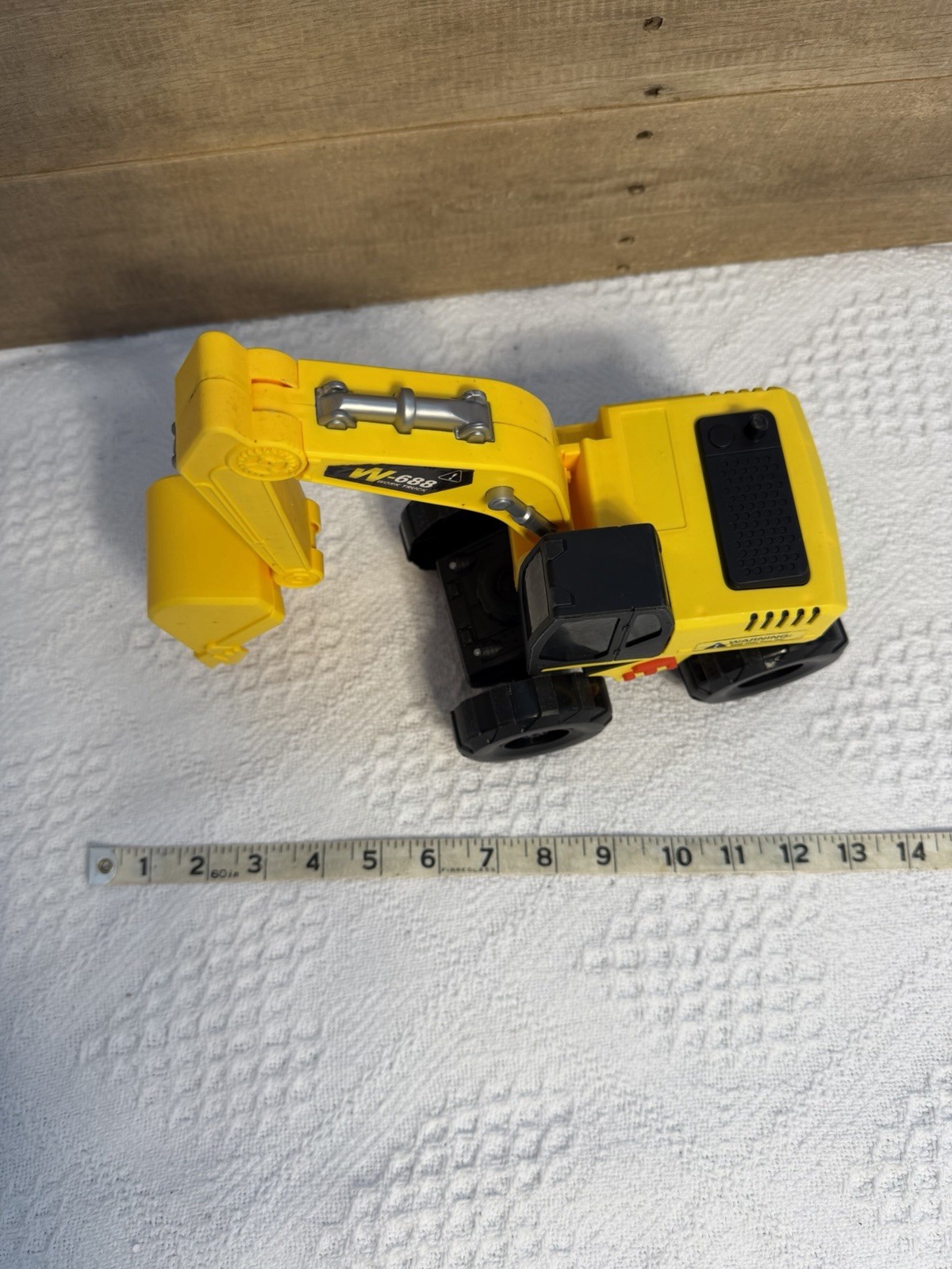 Yellow Electric Excavator Construction Vehicle Makes Noise Plastic Toy