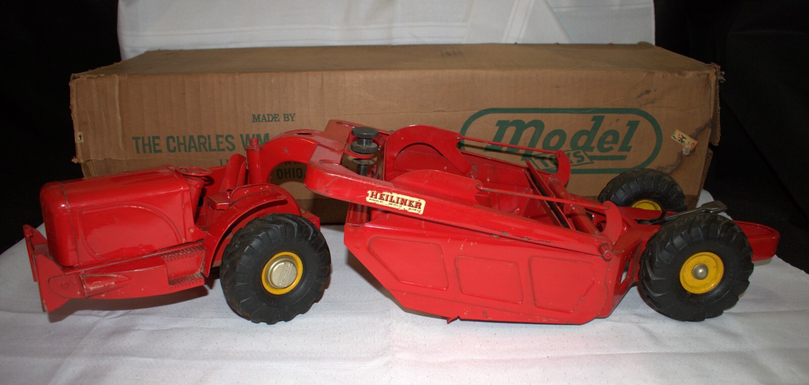 Vintage 1950’s Doepke Heiliner 29″ Red Pressed Steel Earth Mover Grader Truck