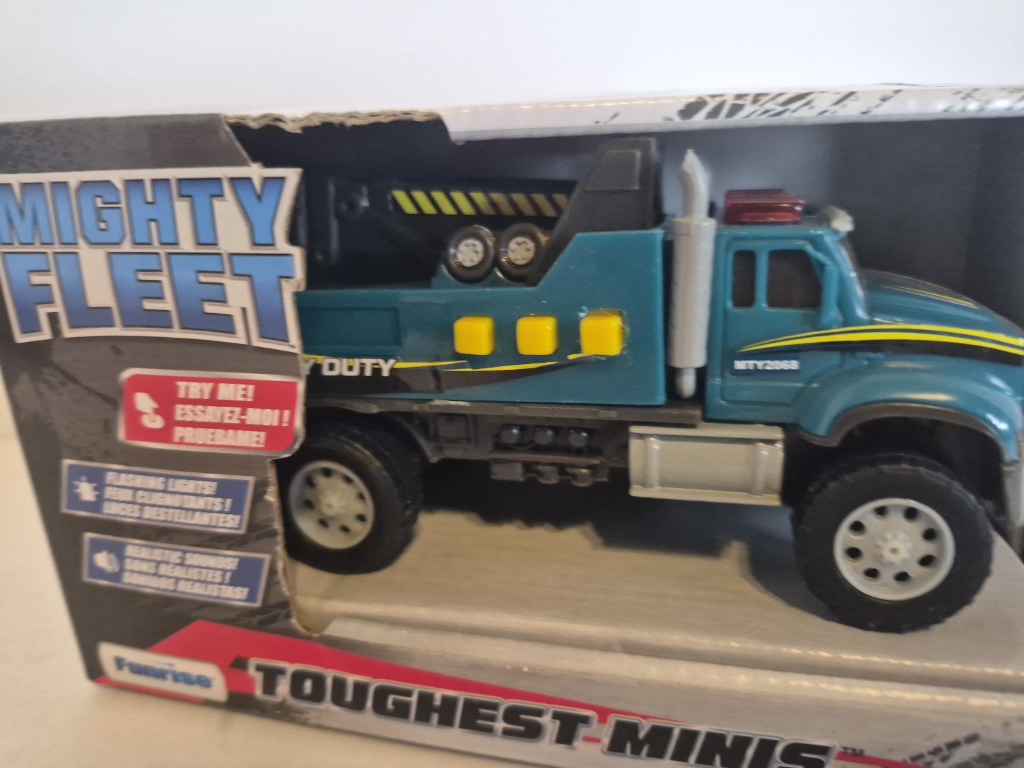 Mighty Fleet Toughest Minis 5″ Tough Cab Tow Truck Toy w/Lights & Sounds, Mov…