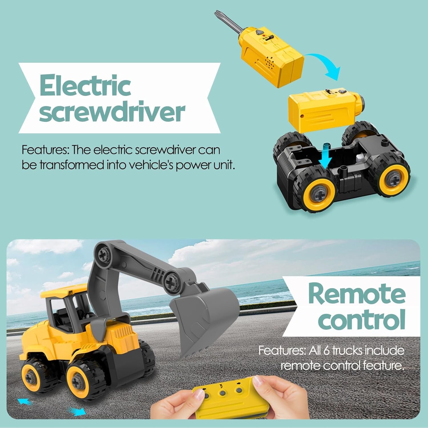 Take Apart Toy Excavator with Electric Screwdriver, Hands-on Skill Remote Contro