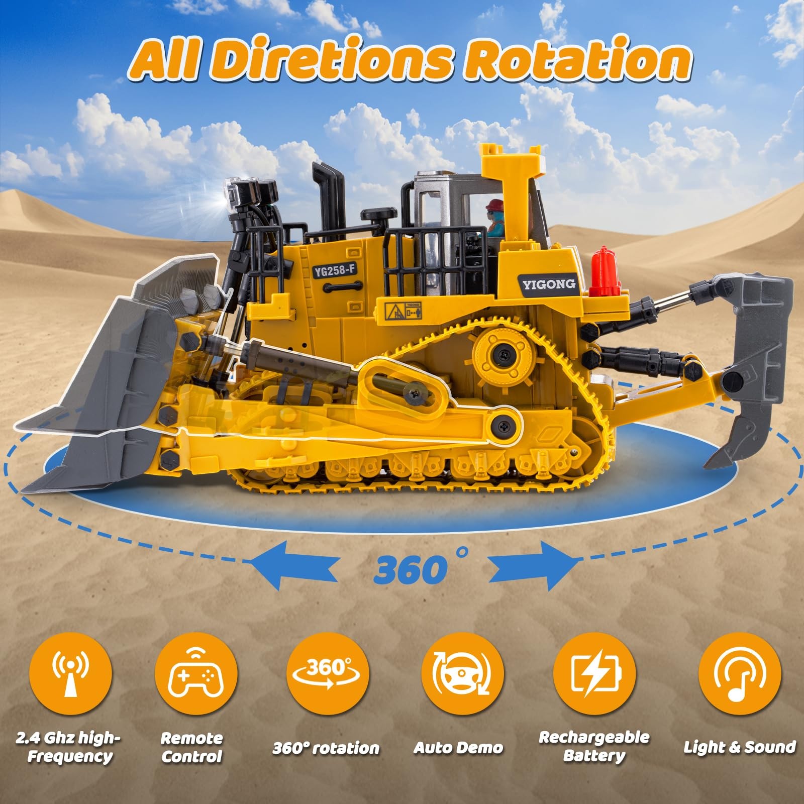 Samtop Rc Bulldozer Toys – Remote Control Bulldozer Construction Vehicles Tru…